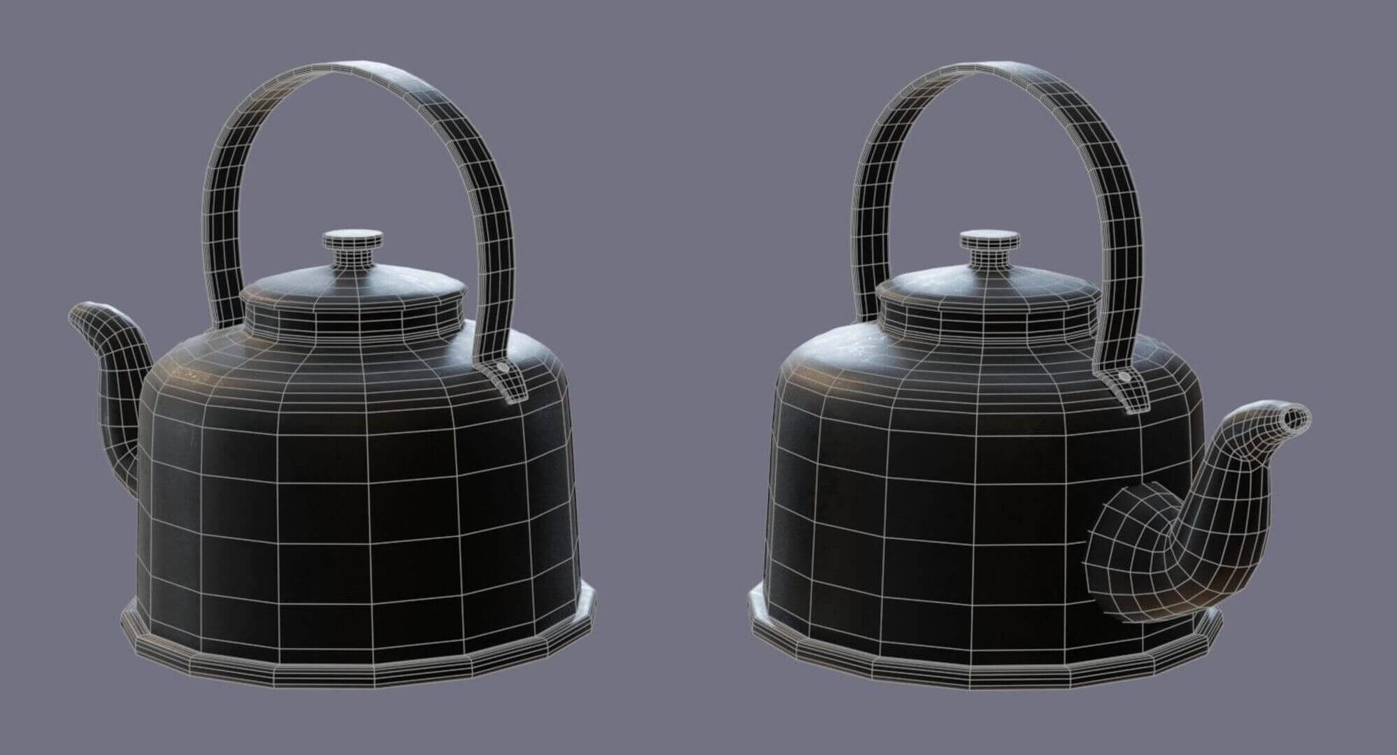 Vintage Metallic Teapot PBR Low-Poly 3D Model 3D Model