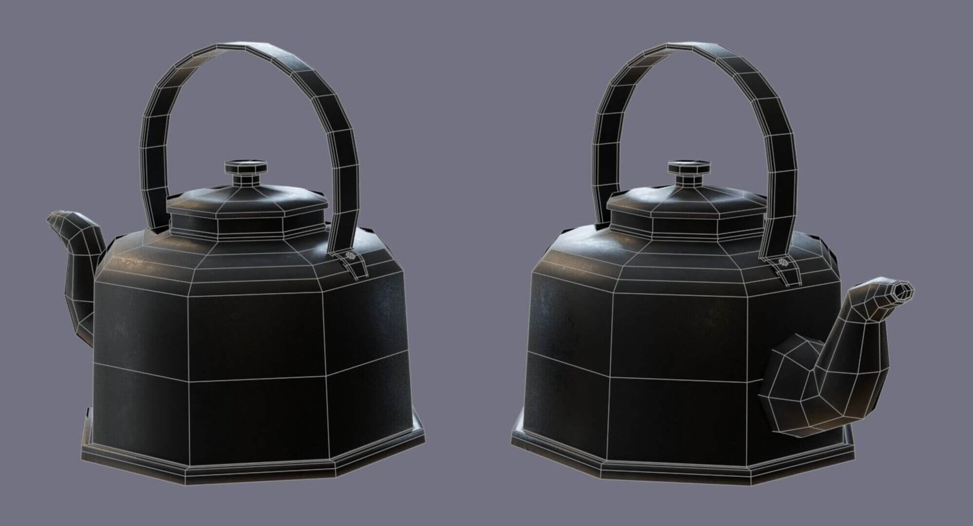 Vintage Metallic Teapot PBR Low-Poly 3D Model 3D Model