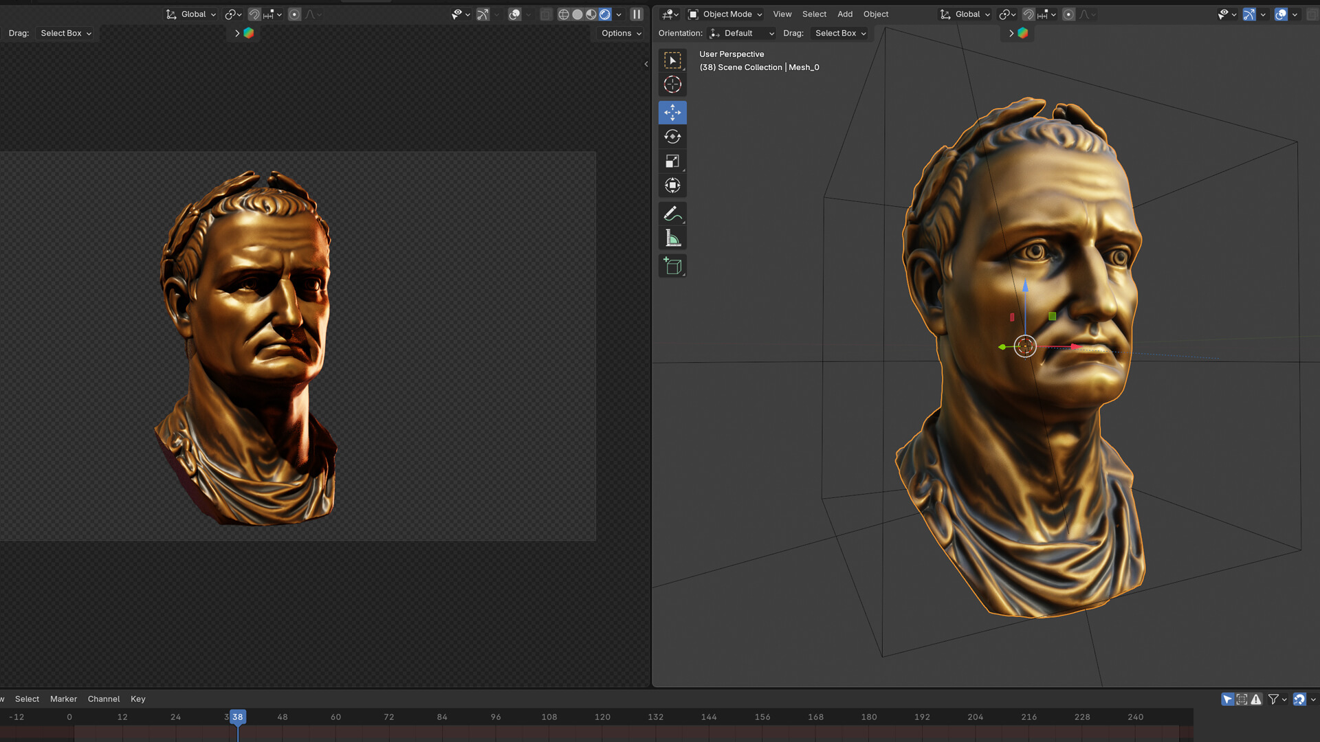 Galba Head Bronze 3D Model