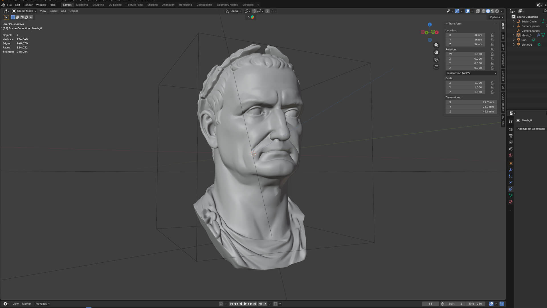 Galba Head Bronze 3D Model