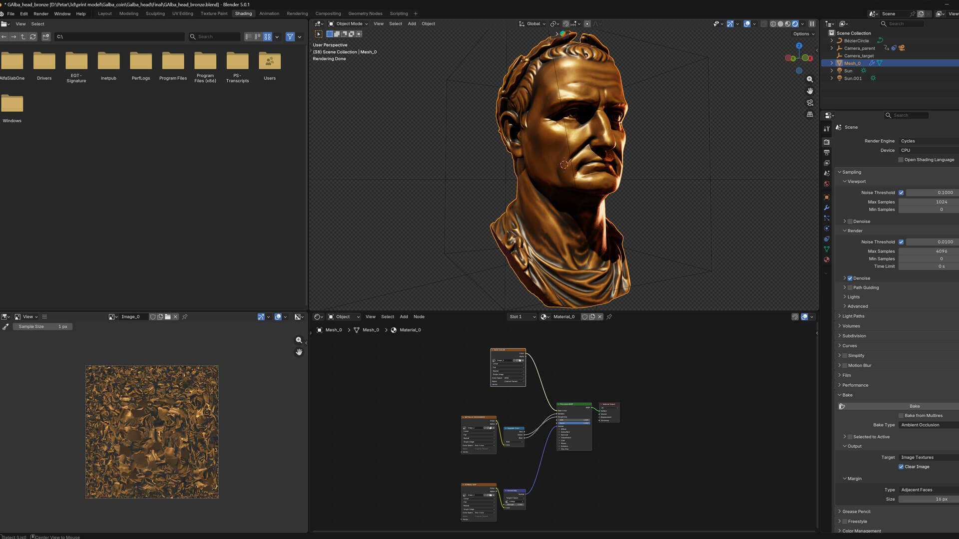 Galba Head Bronze 3D Model