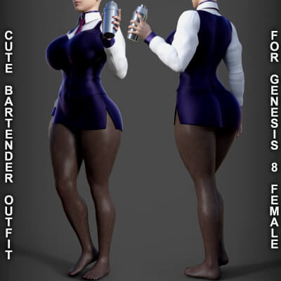 Cute Bartender Outfit for Genesis 8 Female