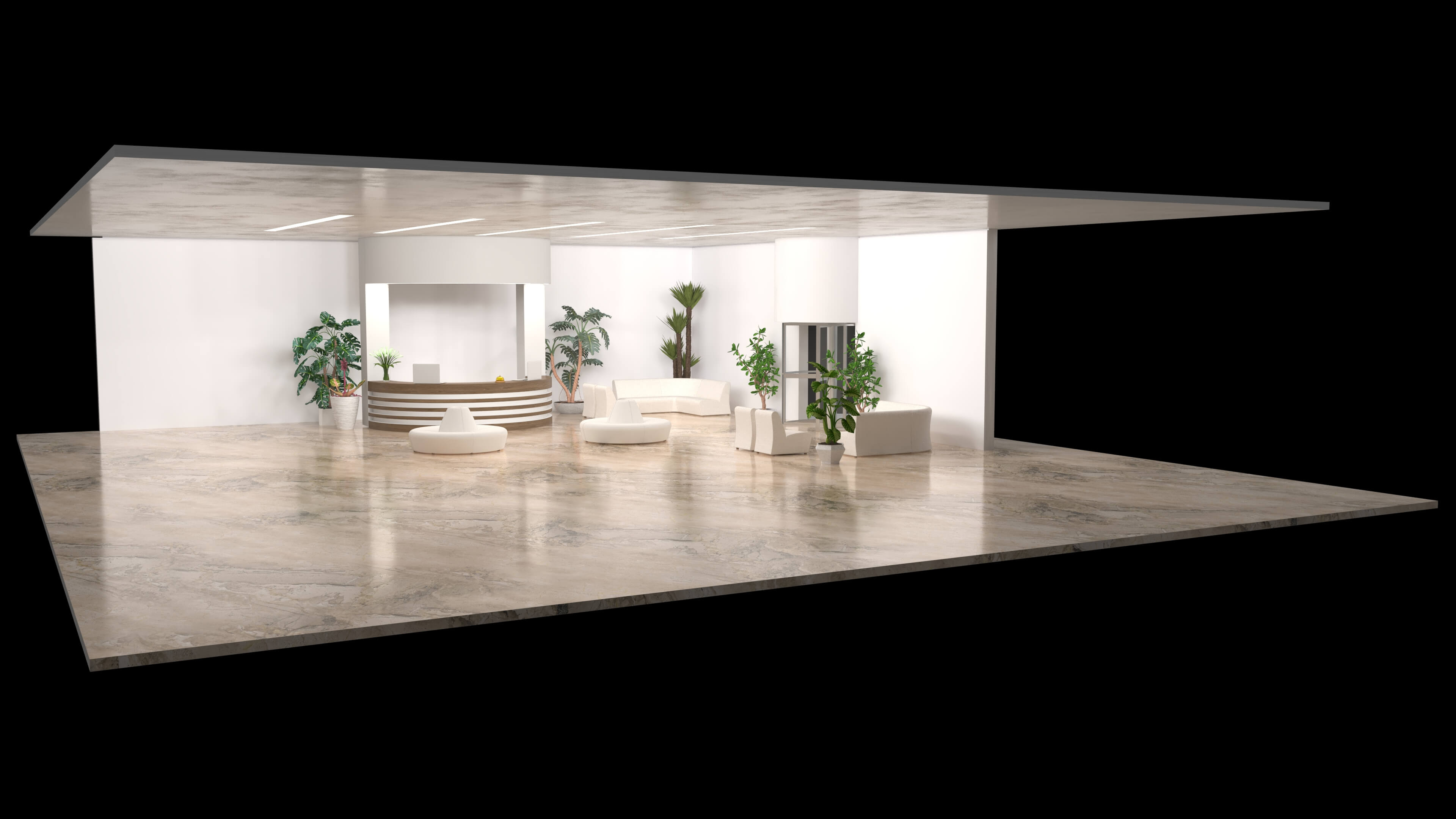 Hotel Lobby Scene 3D Model