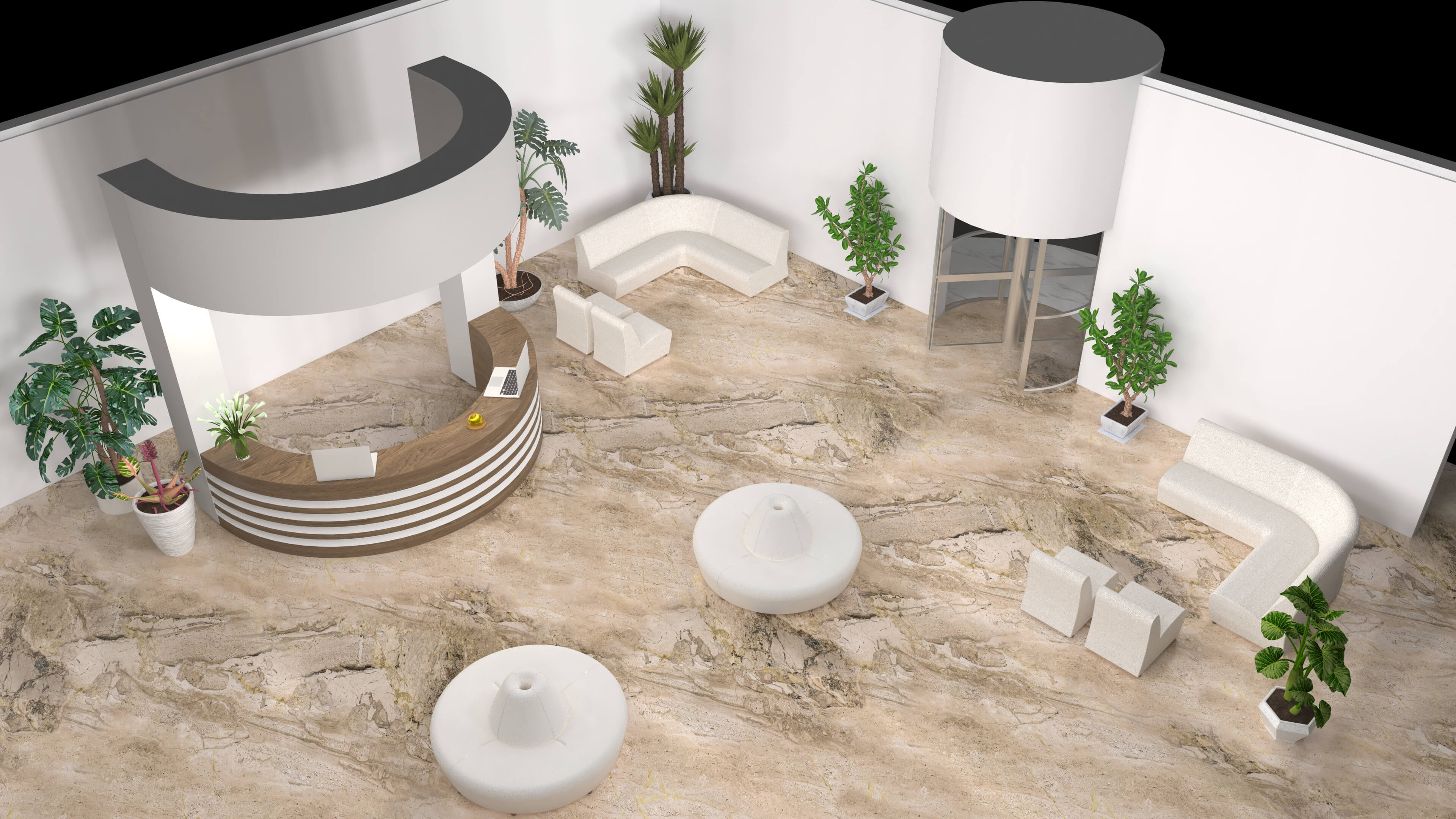 Hotel Lobby Scene 3D Model