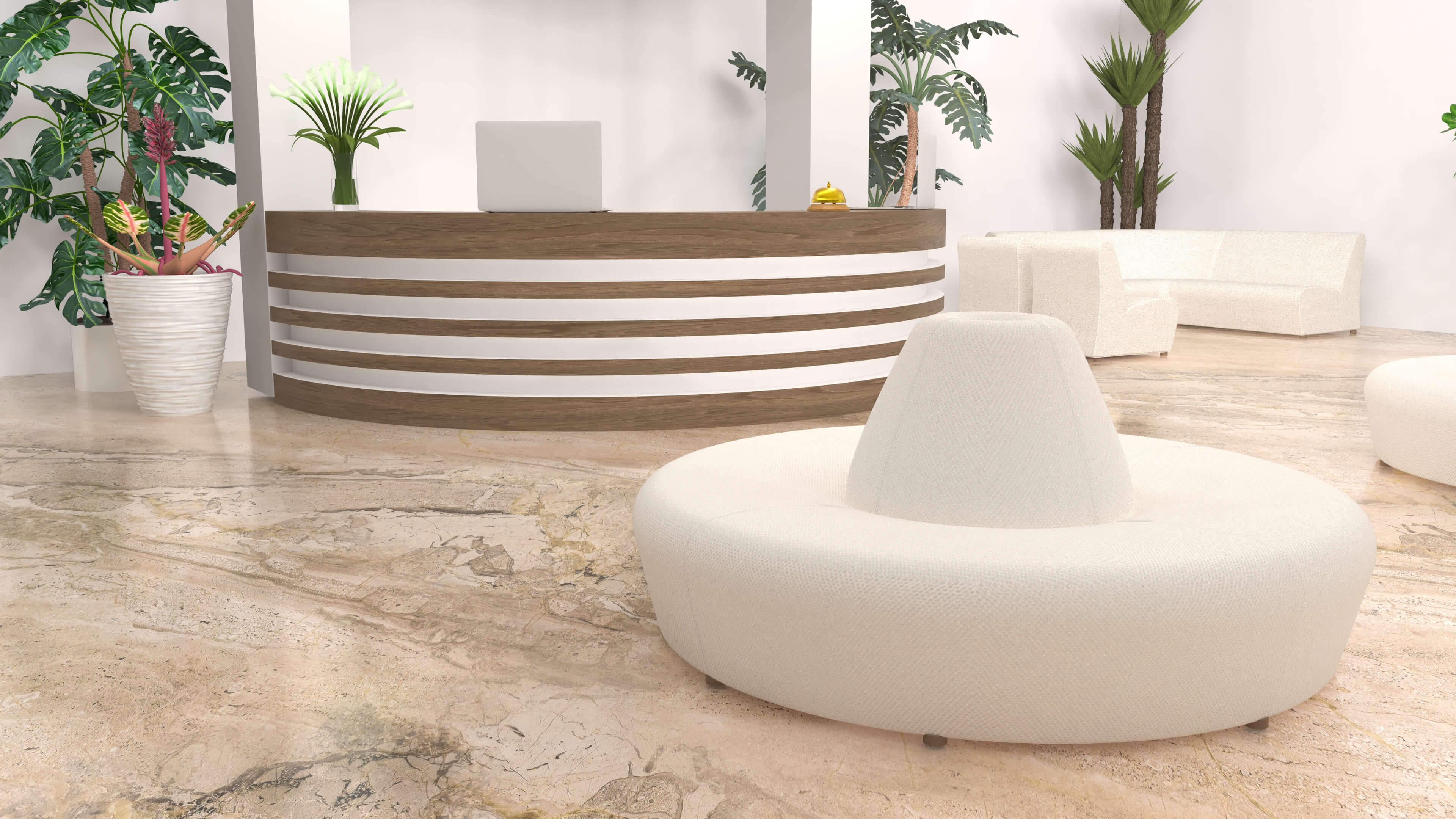 Hotel Lobby Scene 3D Model