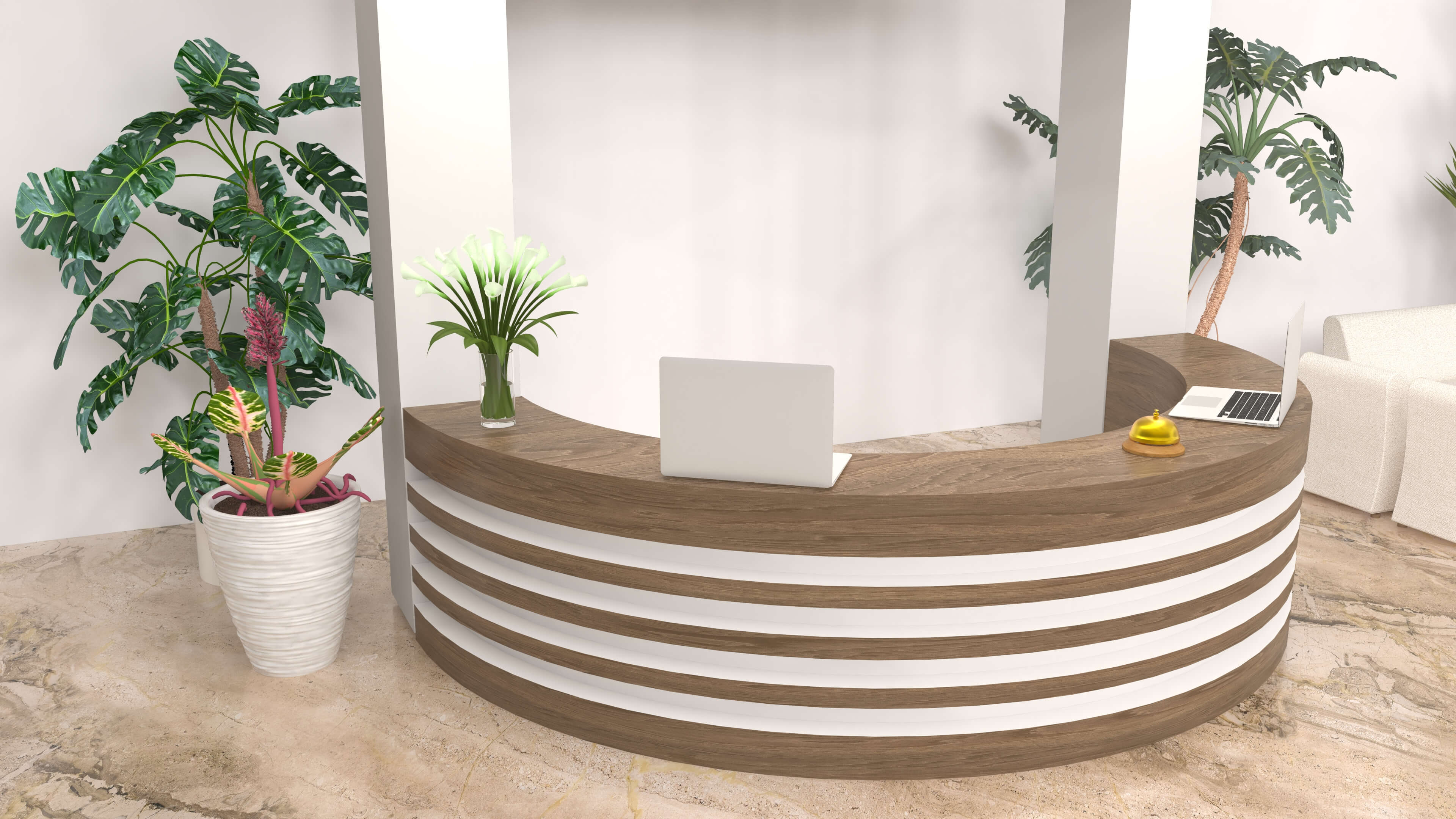 Hotel Lobby Scene 3D Model