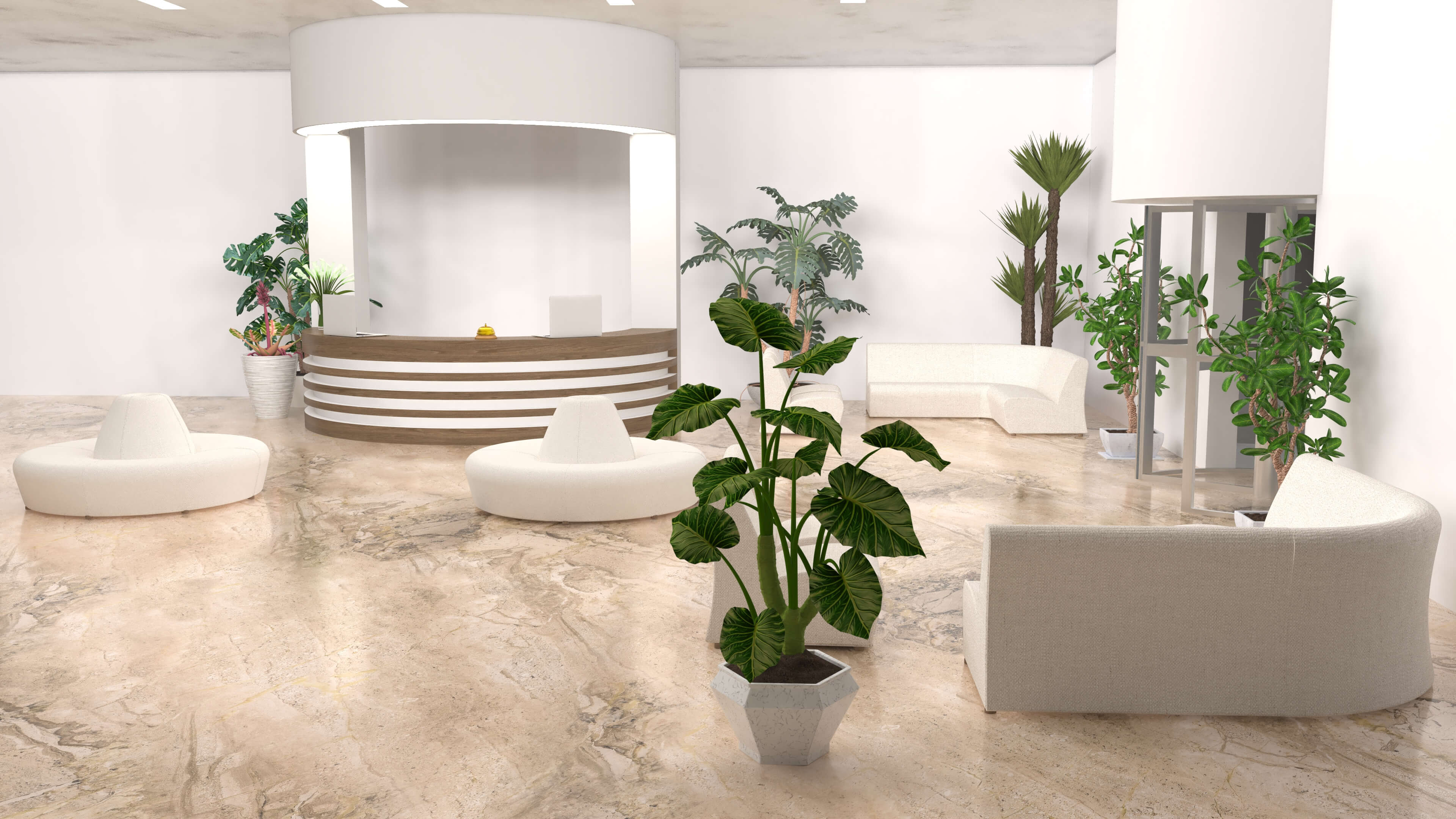 Hotel Lobby Scene 3D Model