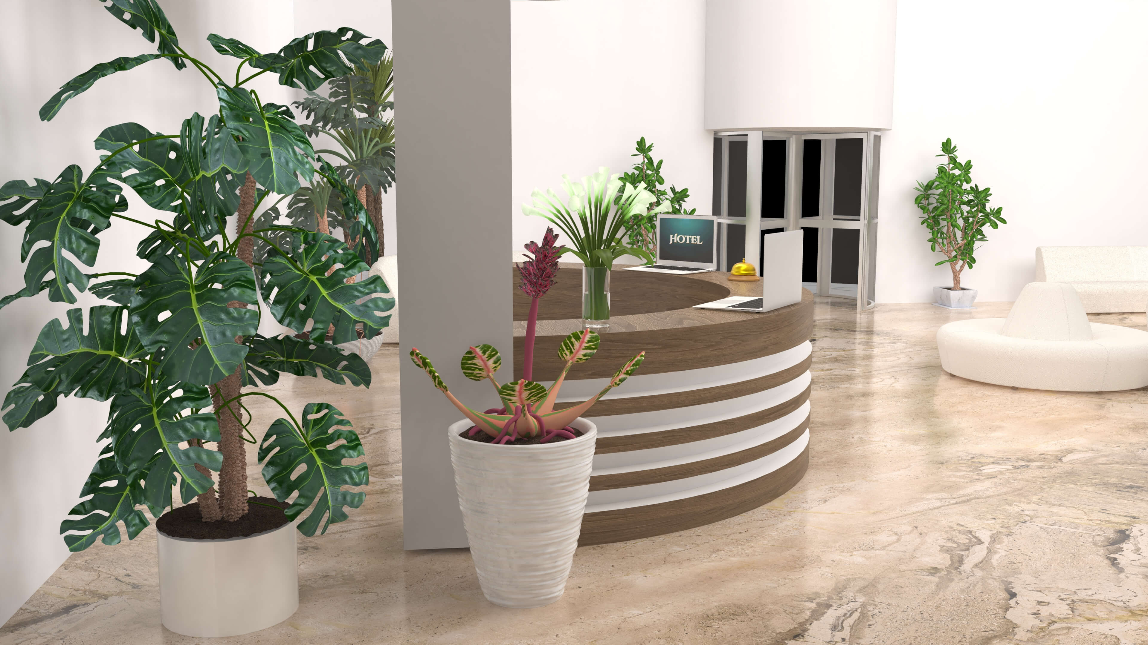 Hotel Lobby Scene 3D Model