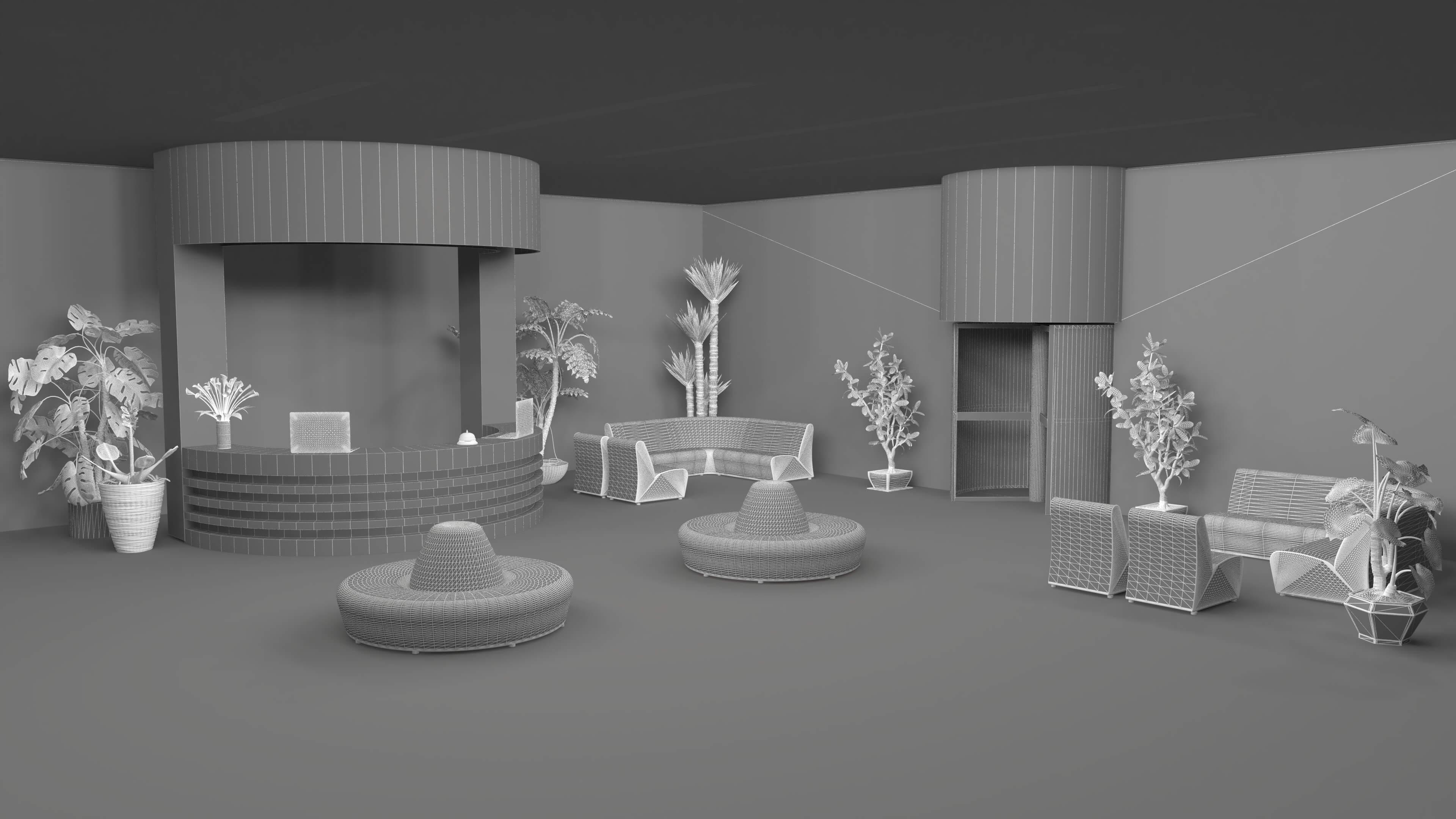 Hotel Lobby Scene 3D Model
