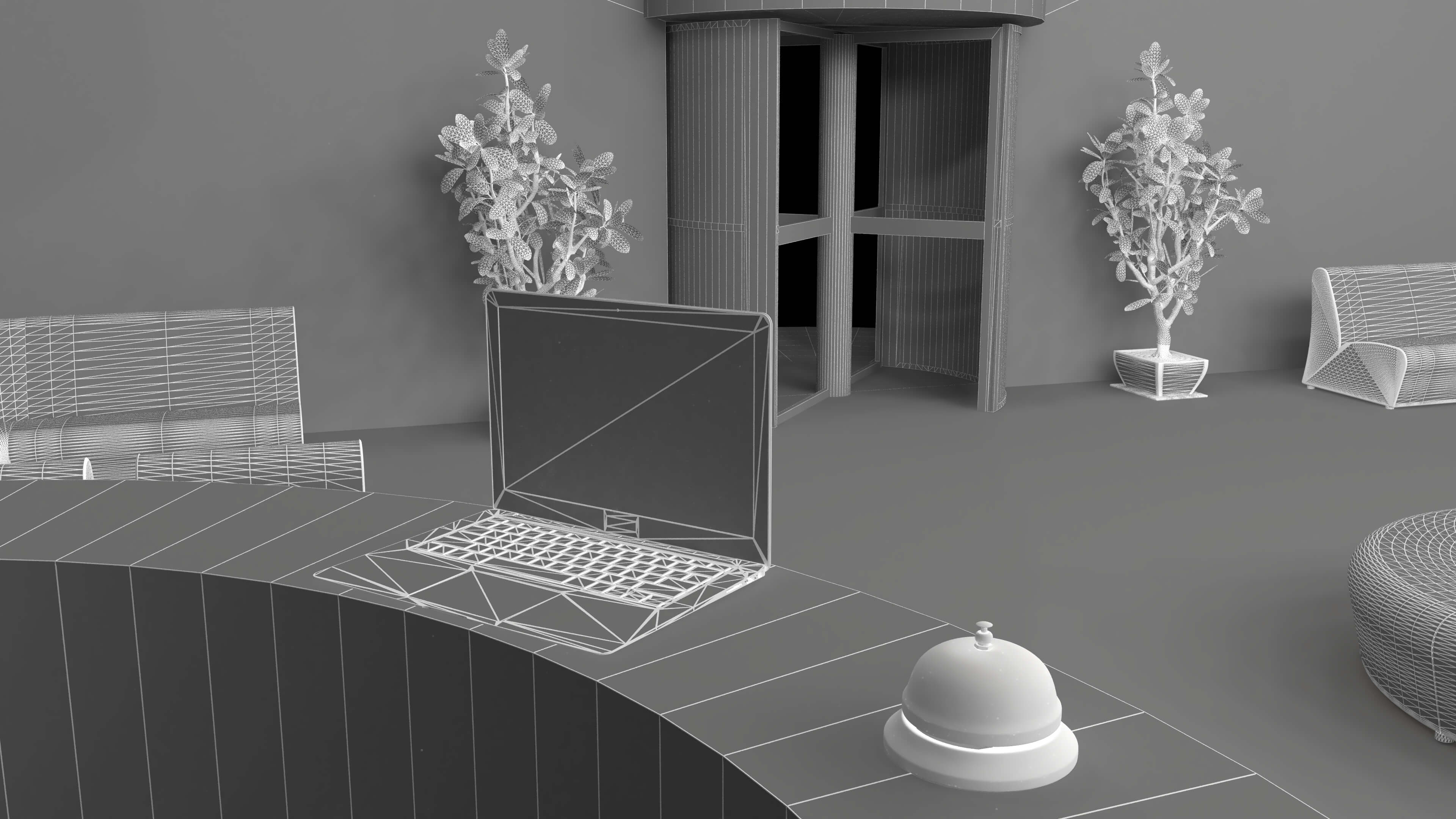 Hotel Lobby Scene 3D Model