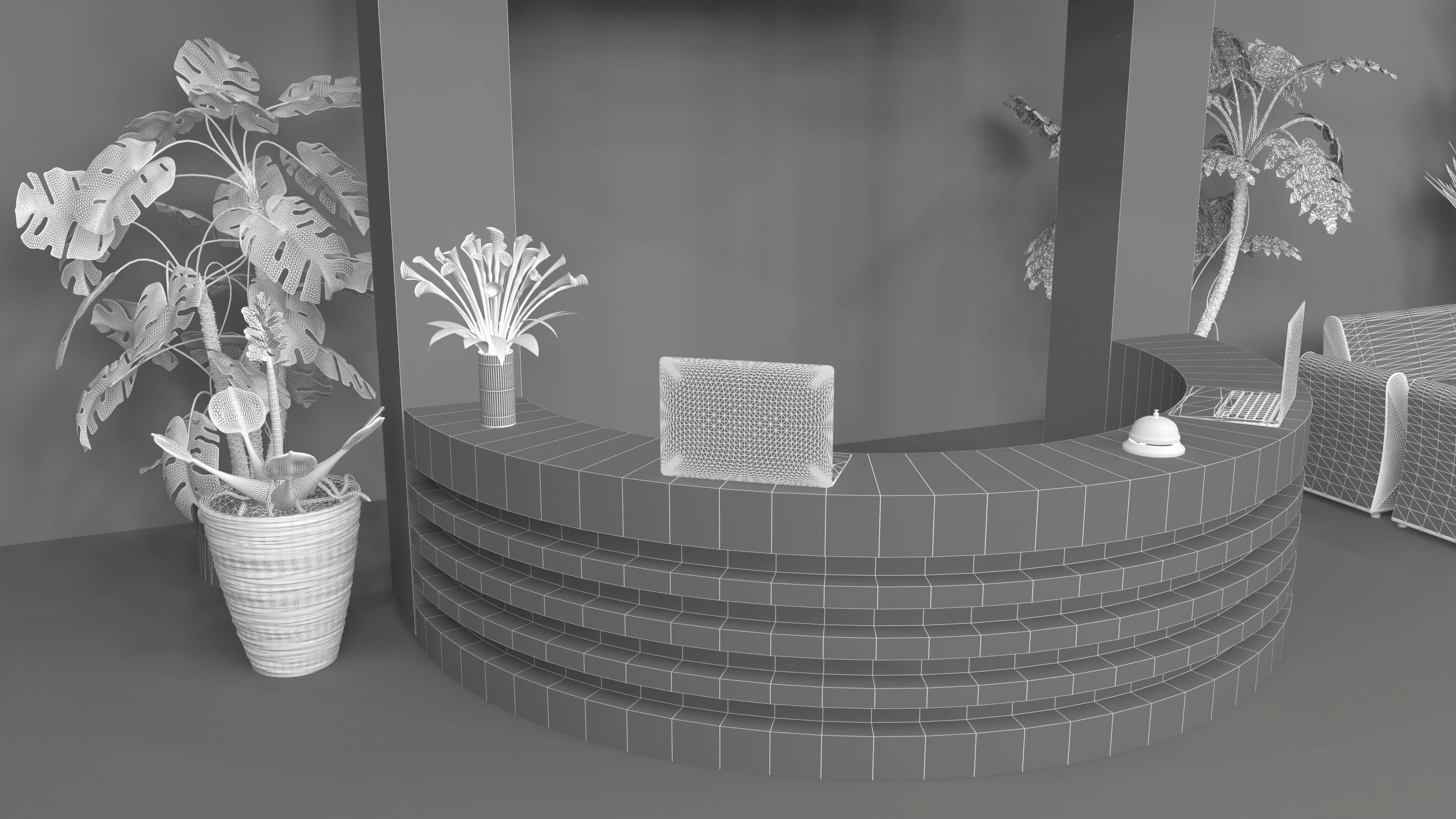 Hotel Lobby Scene 3D Model