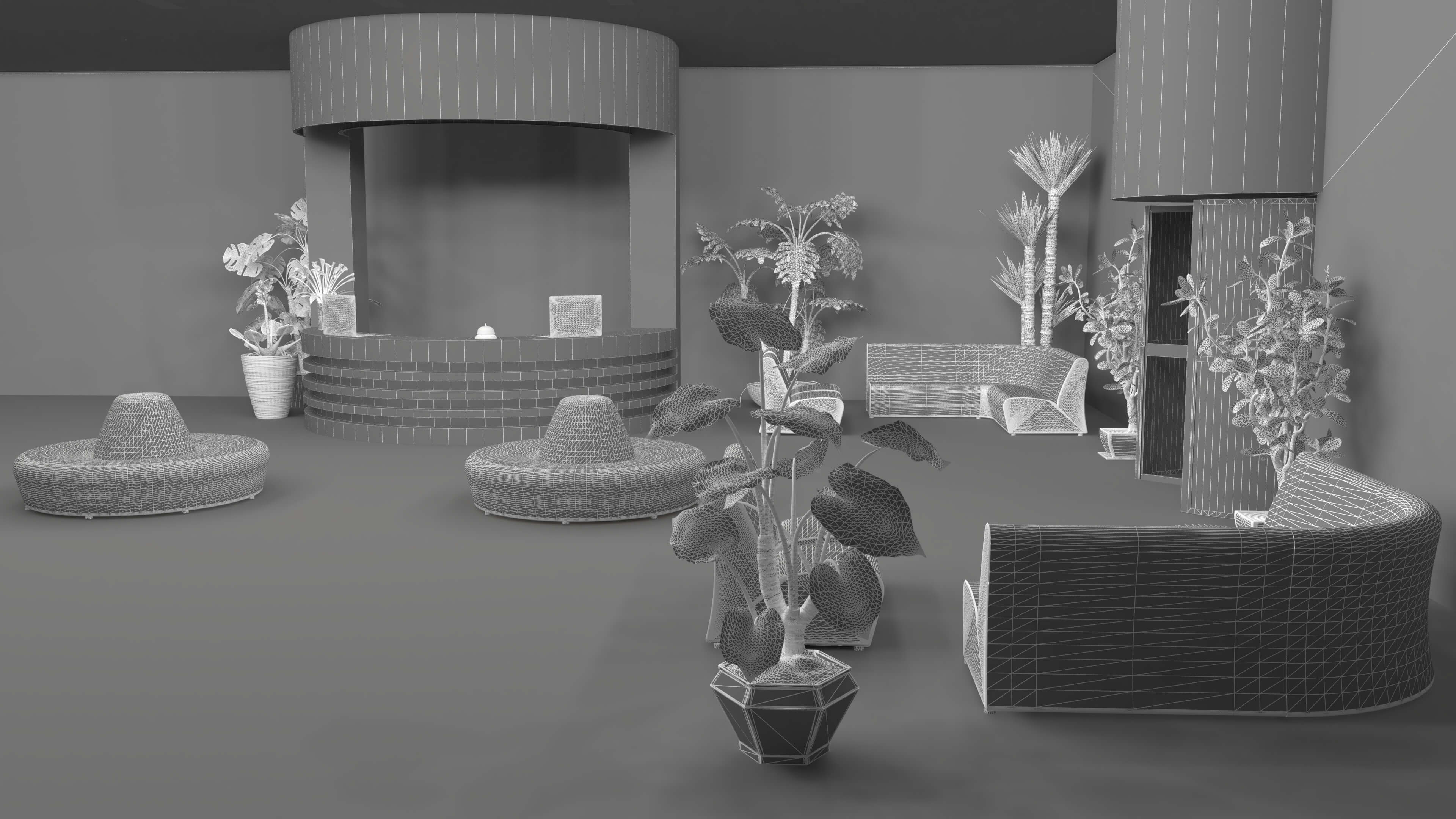 Hotel Lobby Scene 3D Model