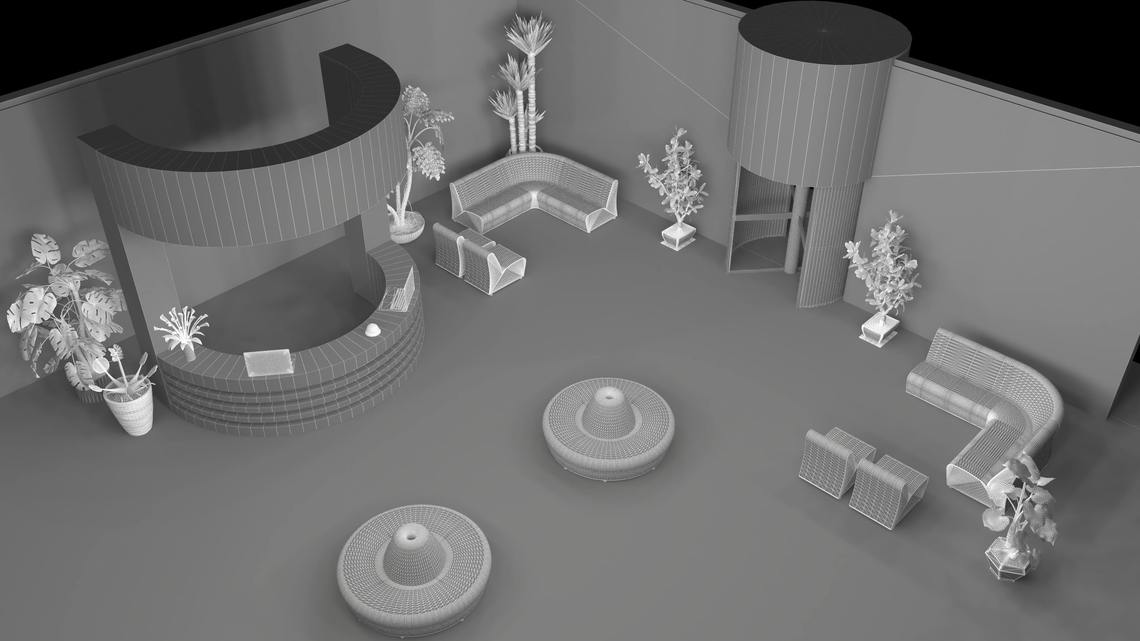 Hotel Lobby Scene 3D Model