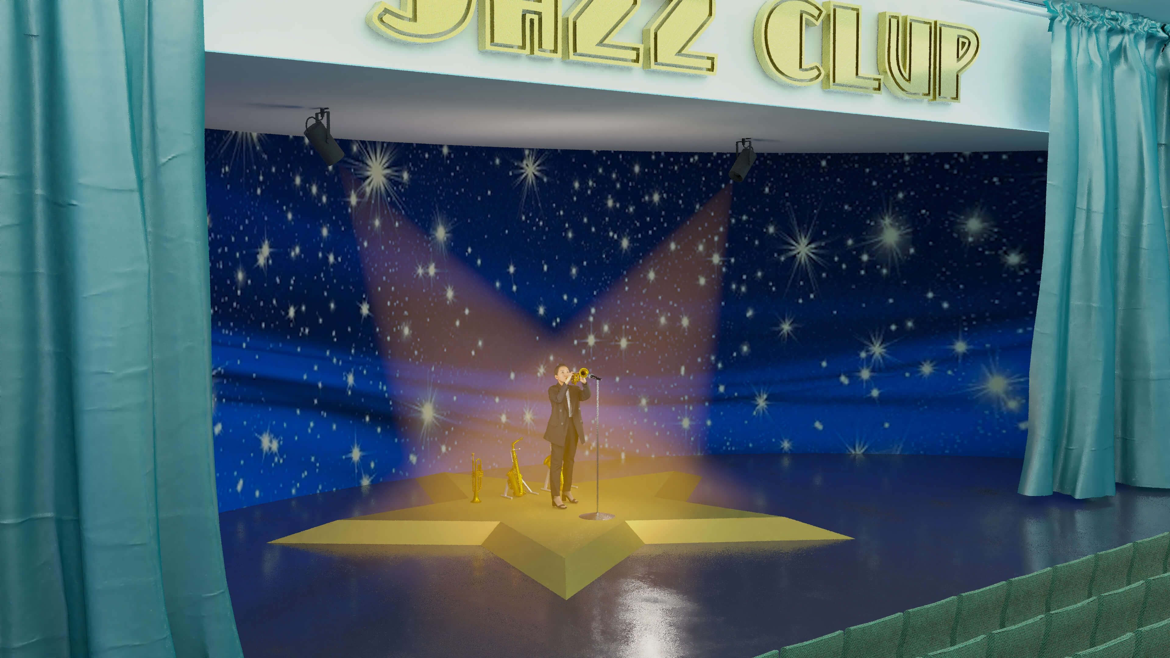 Jazz Clup Stage 3D Model