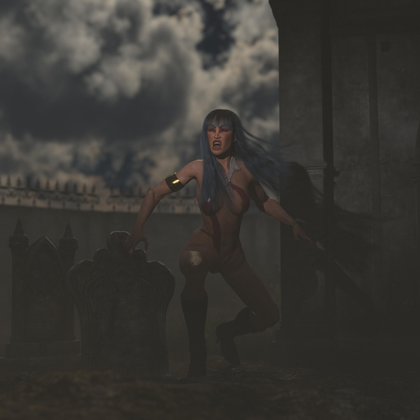 Vampirella 3D Render, Digital Artwork by Pizzaundbier
