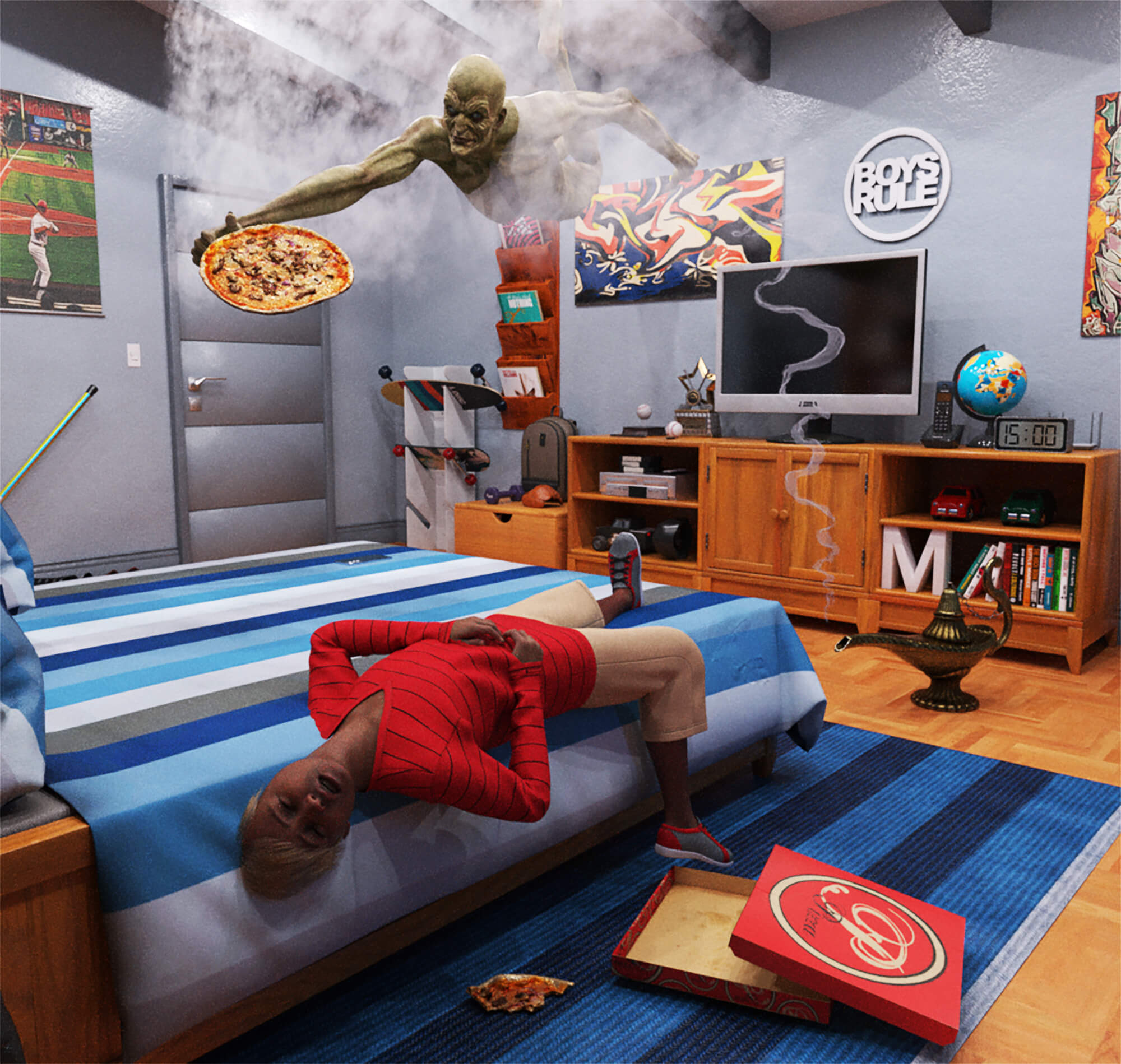 Boy Overruled 3D Render, Digital Artwork by pjcervantes