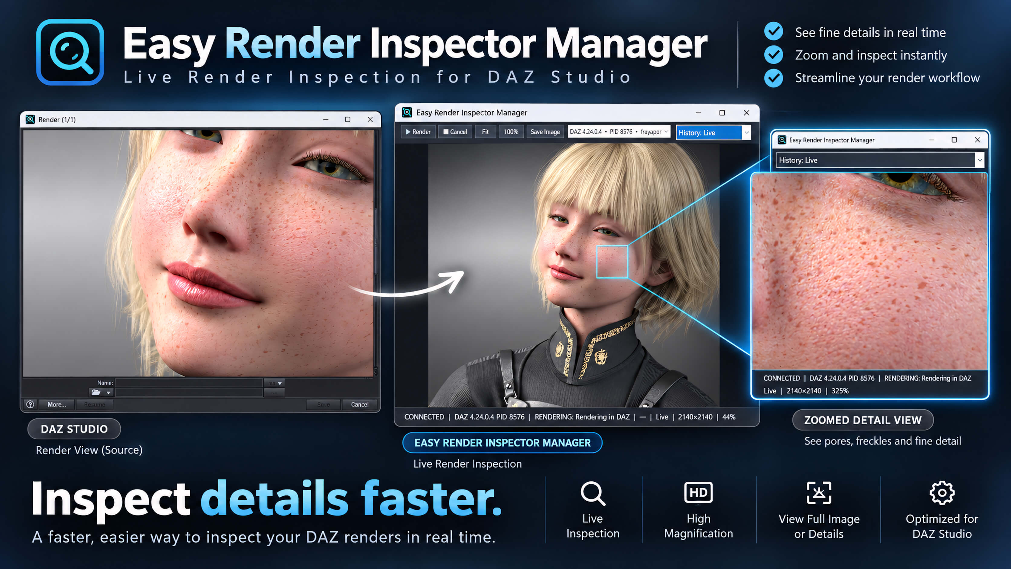 Easy Render Inspector Manager Daz Content