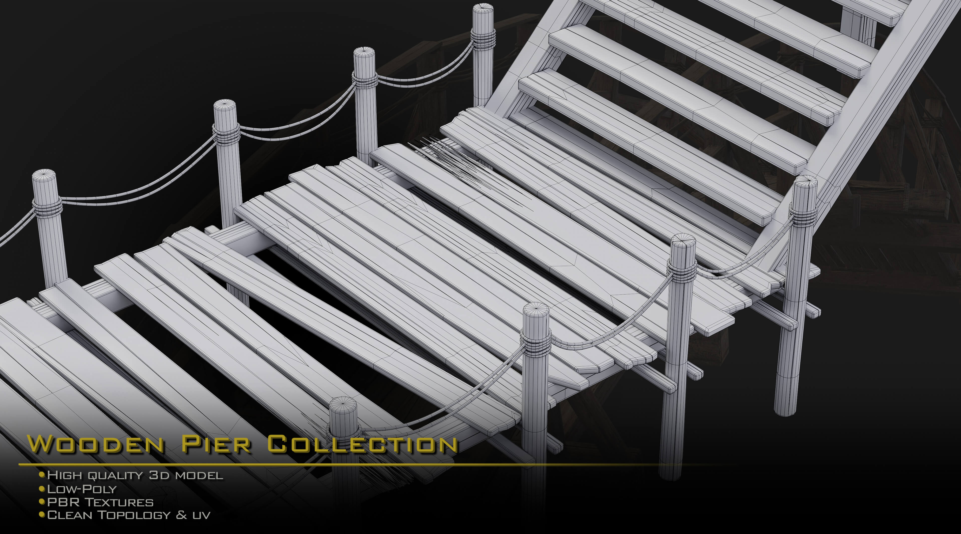 20 Wooden Pier Collection 3D Model