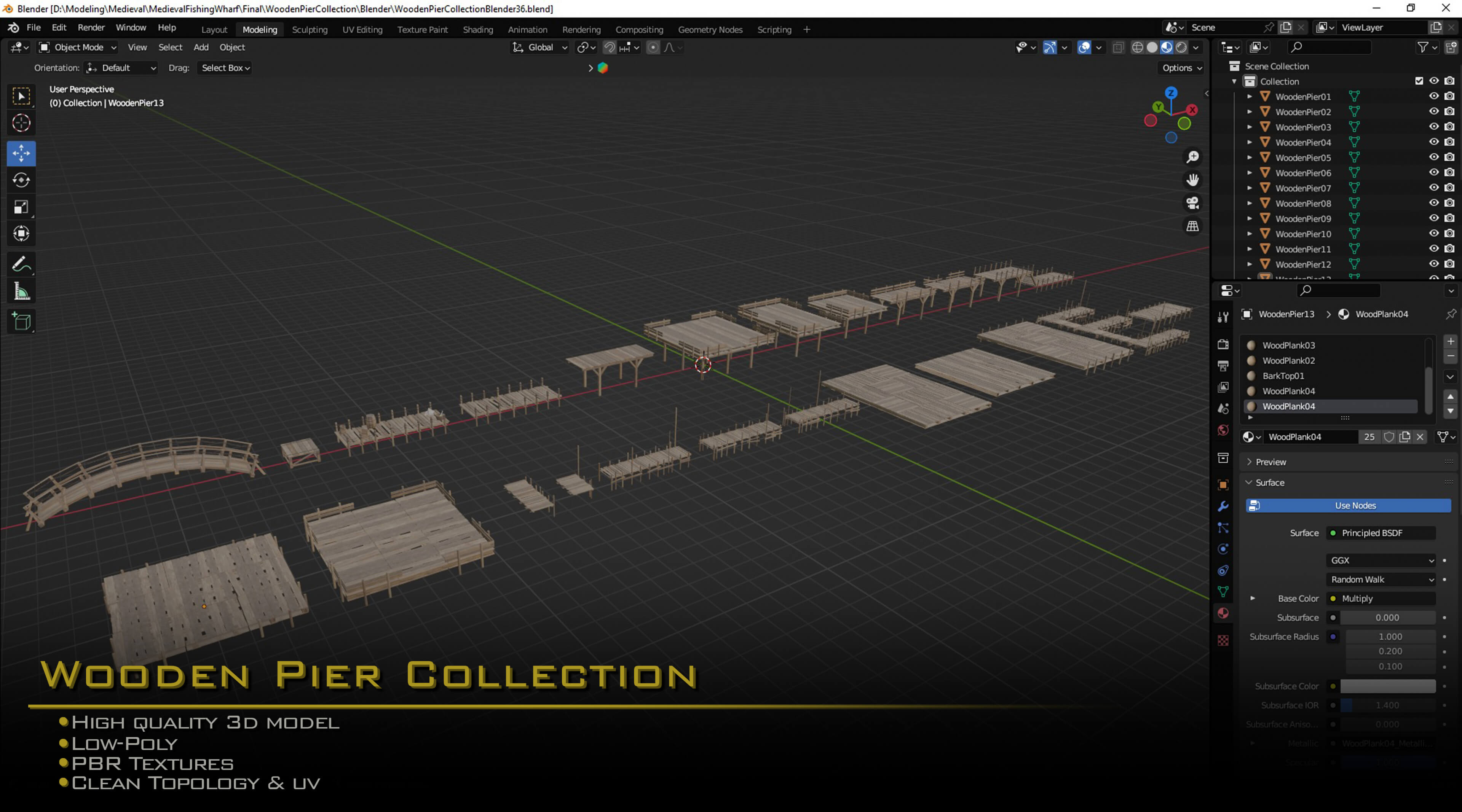 20 Wooden Pier Collection 3D Model