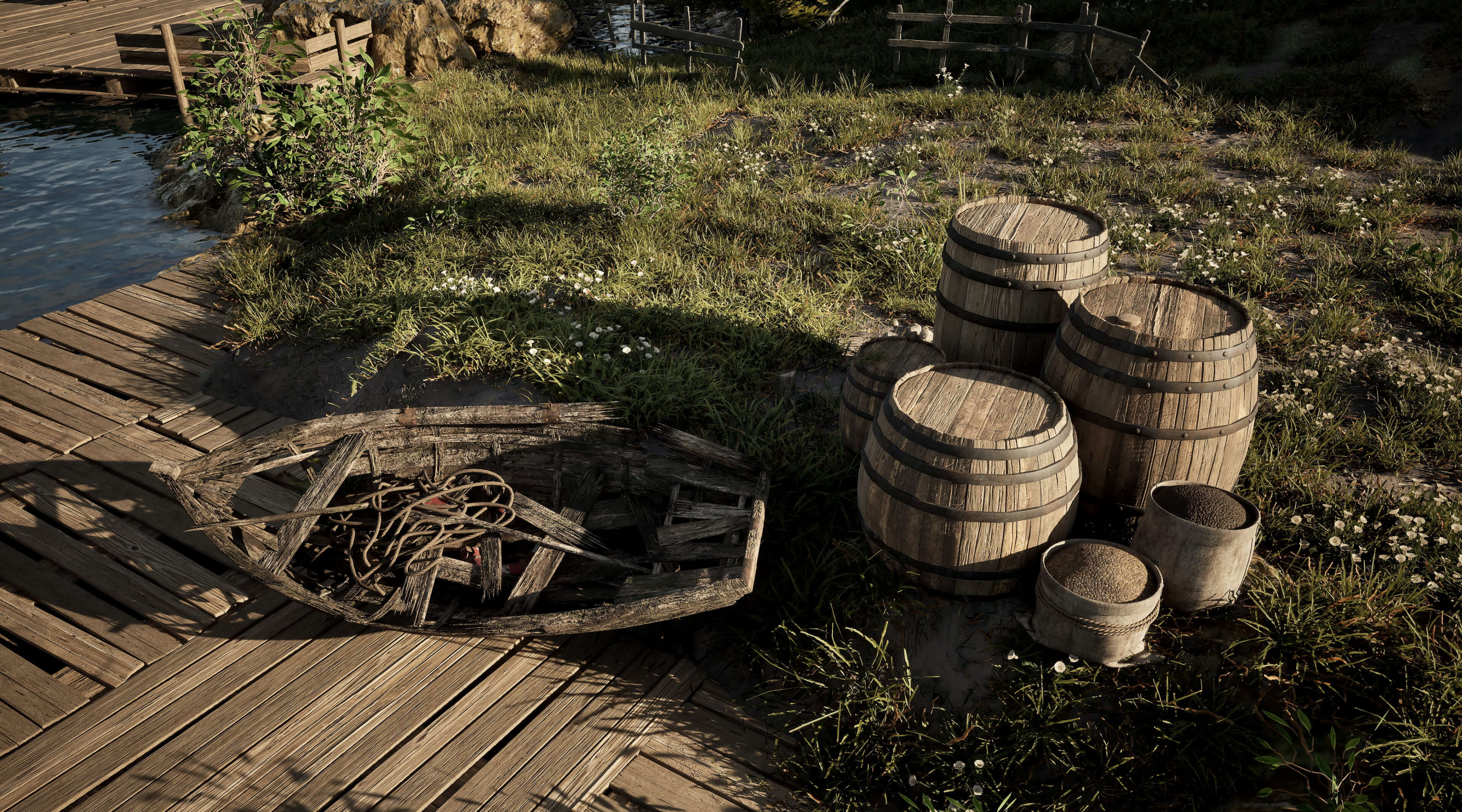 Medieval Harbor Asset Collection &ndash Ships Boats Piers 3D Model