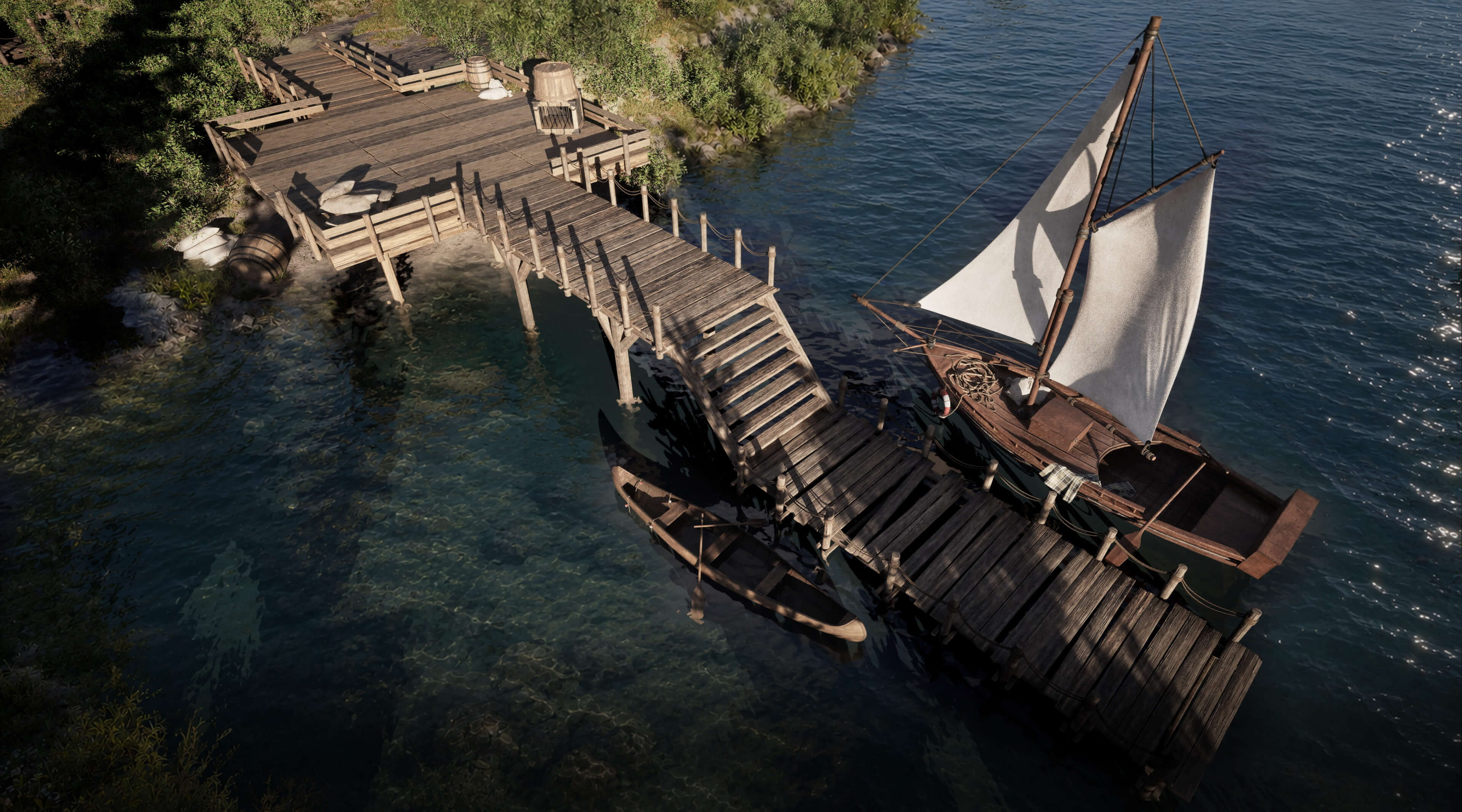 Medieval Harbor Asset Collection &ndash Ships Boats Piers 3D Model