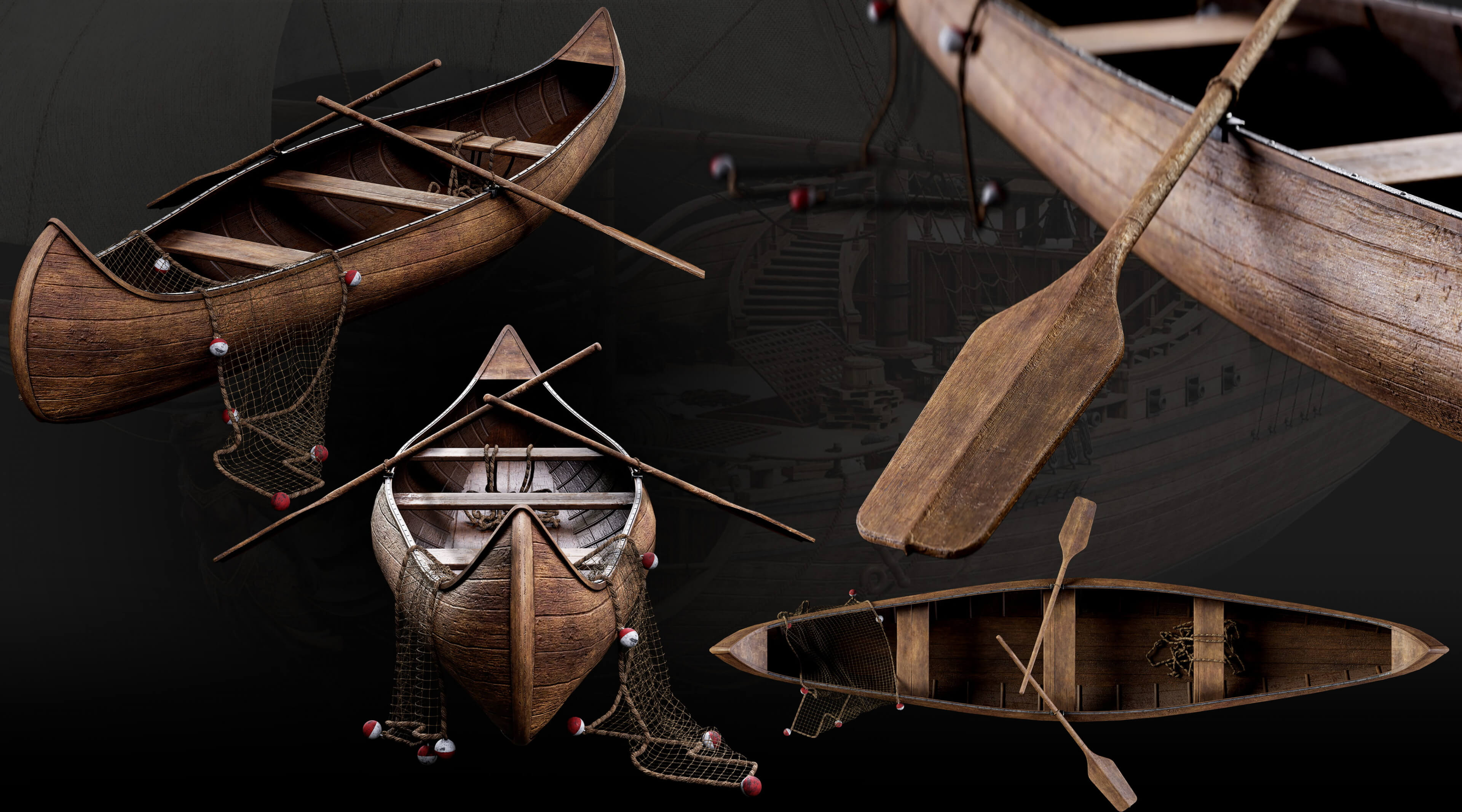 Medieval Harbor Asset Collection &ndash Ships Boats Piers 3D Model