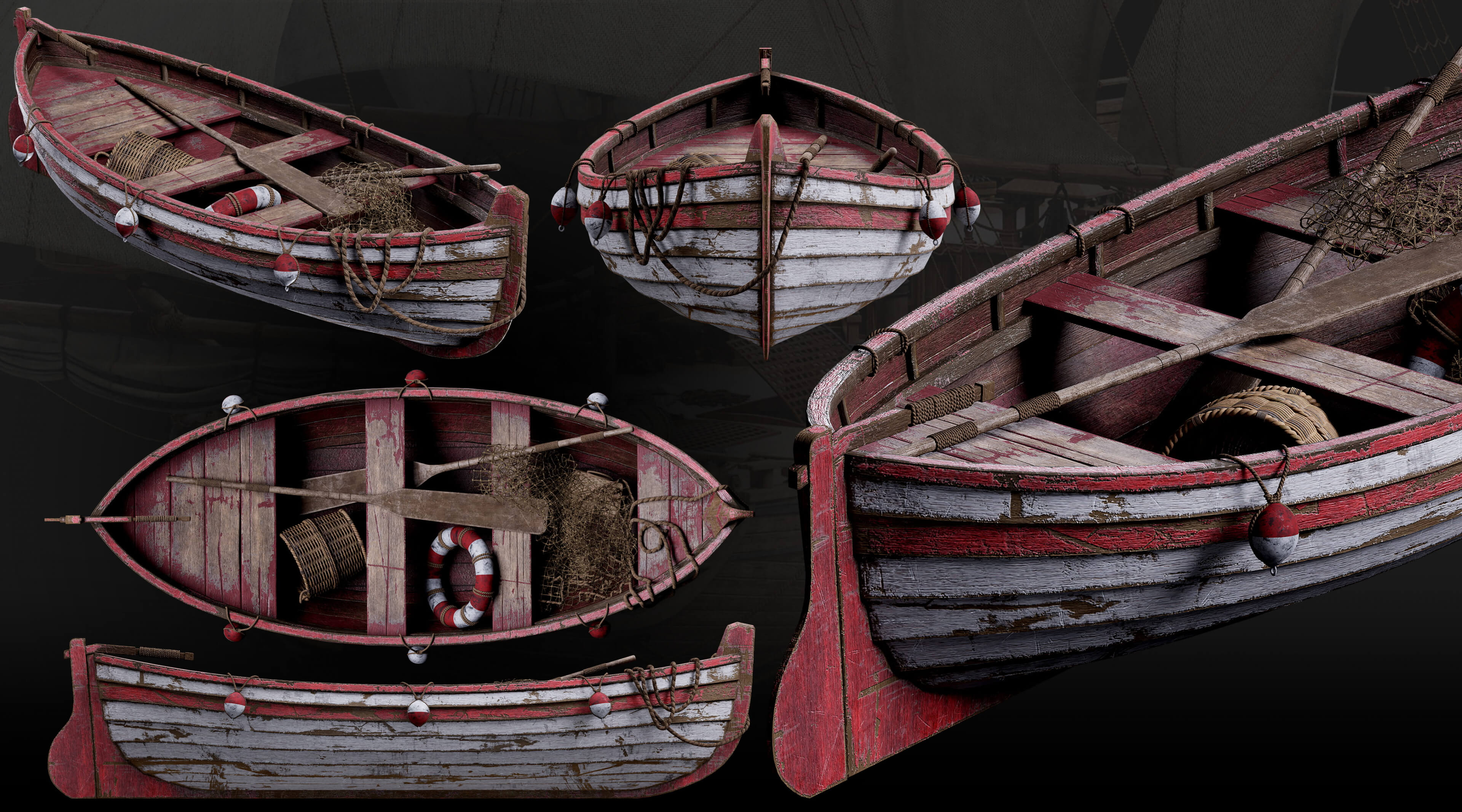 Medieval Harbor Asset Collection &ndash Ships Boats Piers 3D Model