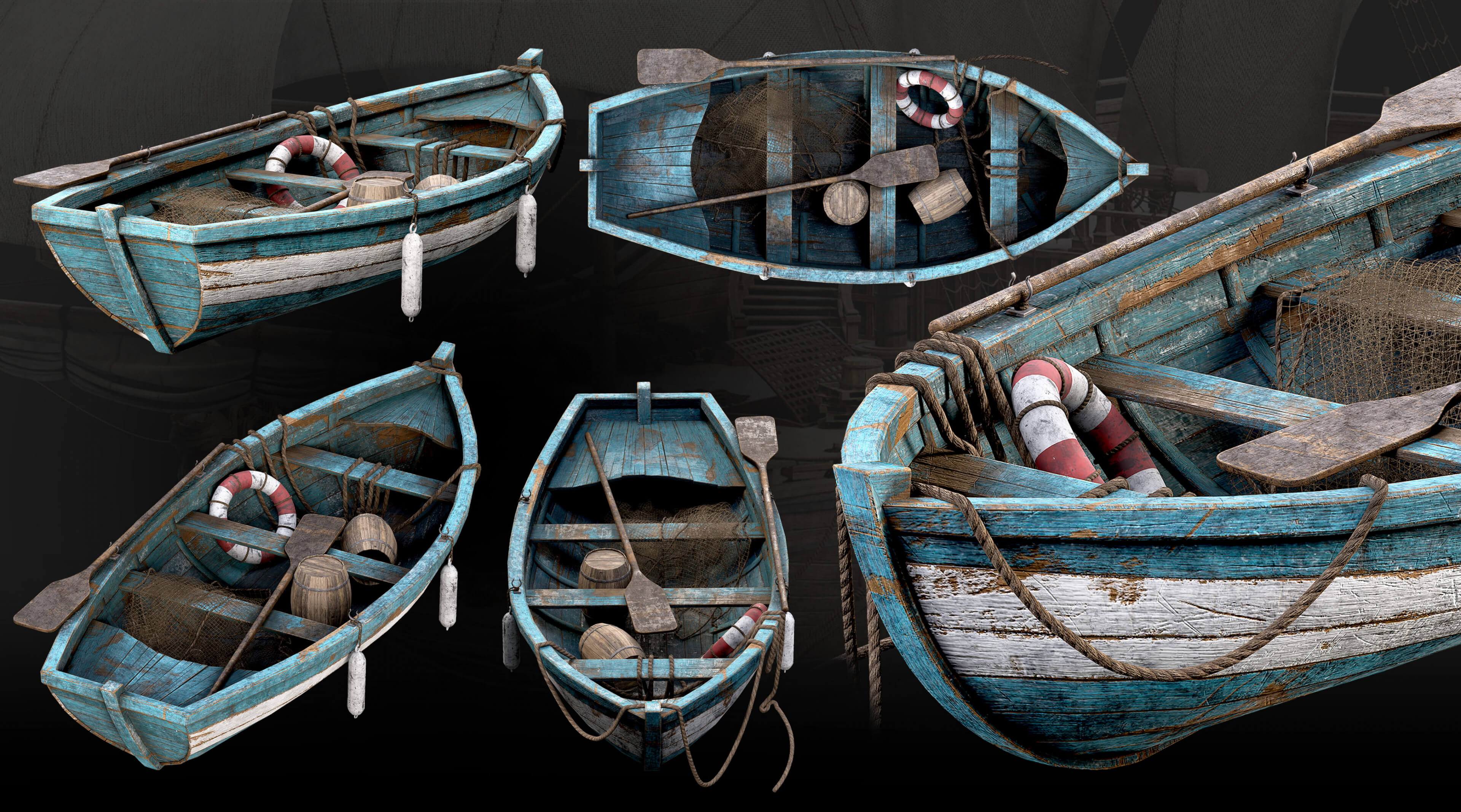 Medieval Harbor Asset Collection &ndash Ships Boats Piers 3D Model