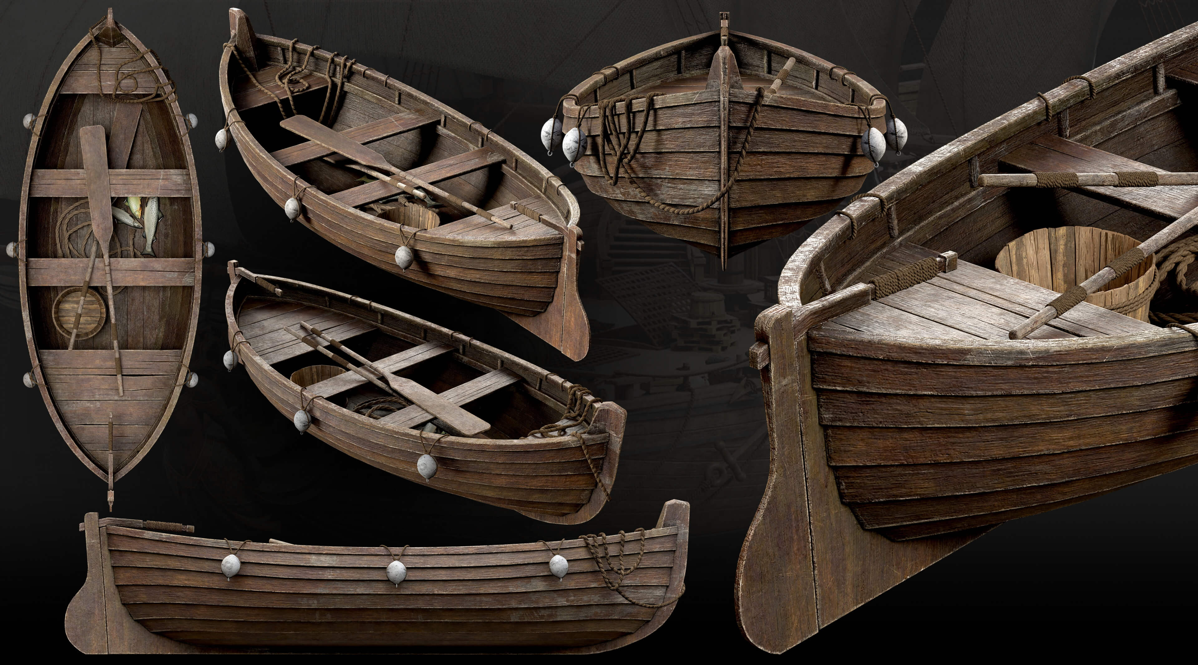 Medieval Harbor Asset Collection &ndash Ships Boats Piers 3D Model