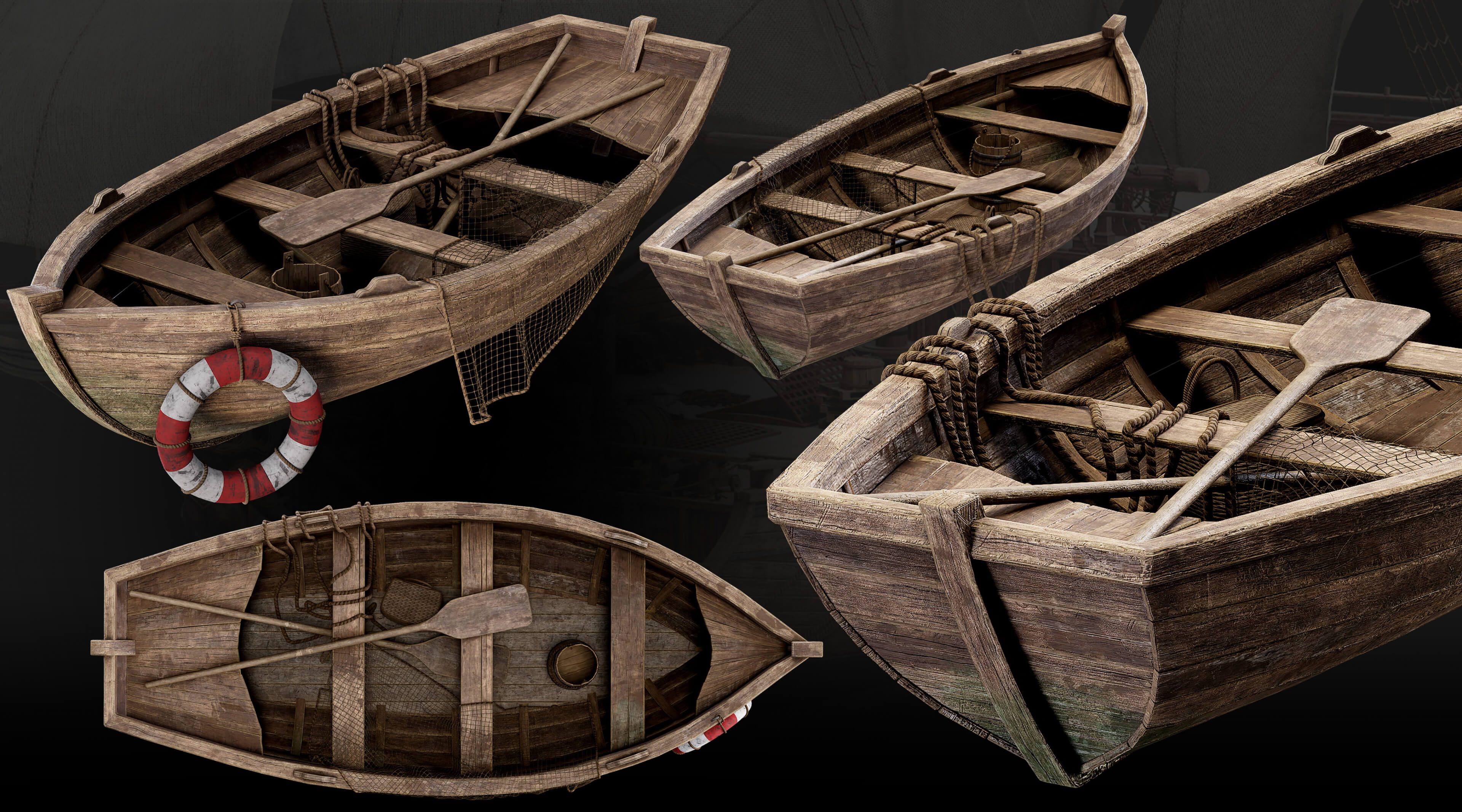 Medieval Harbor Asset Collection &ndash Ships Boats Piers 3D Model