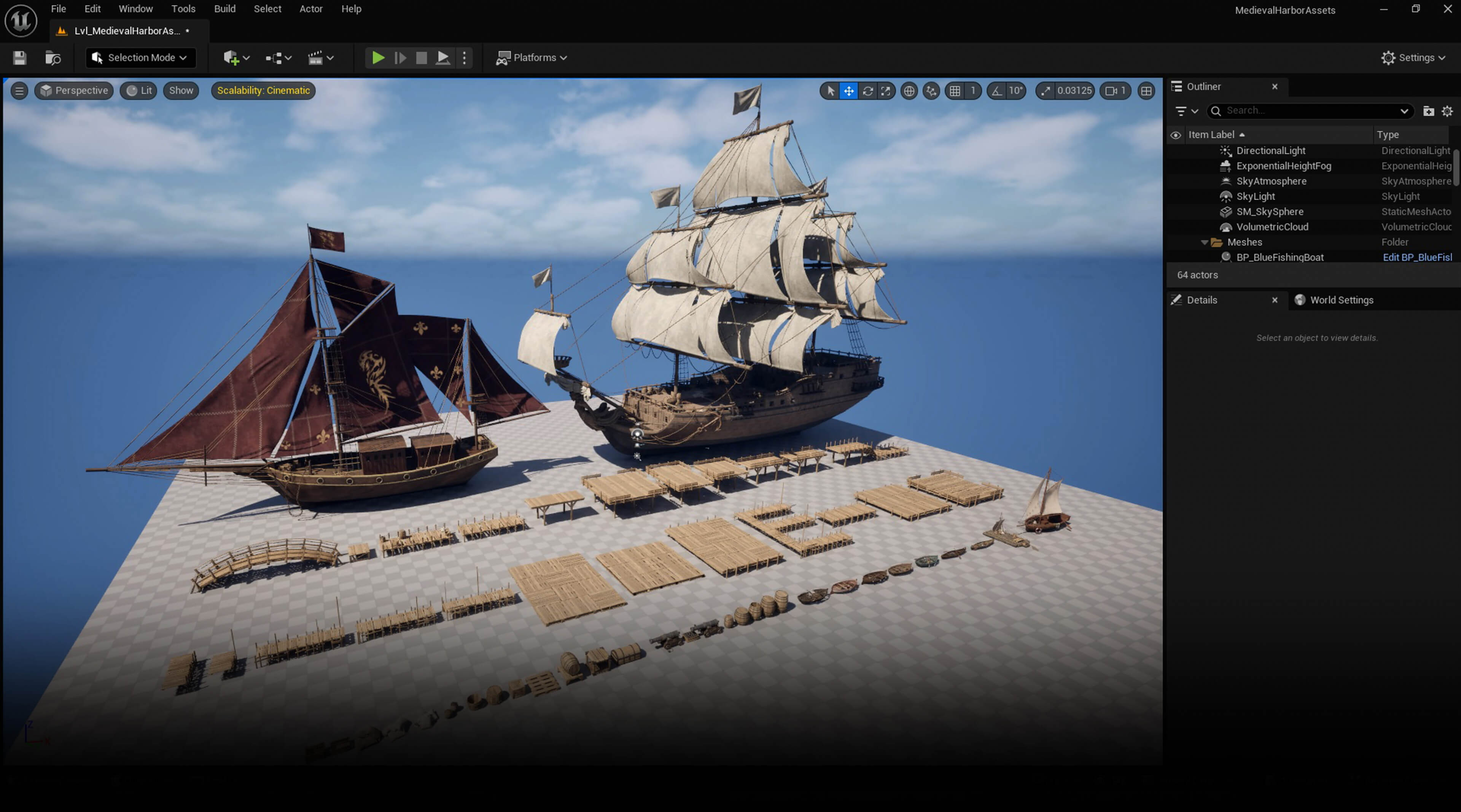 Medieval Harbor Asset Collection &ndash Ships Boats Piers 3D Model