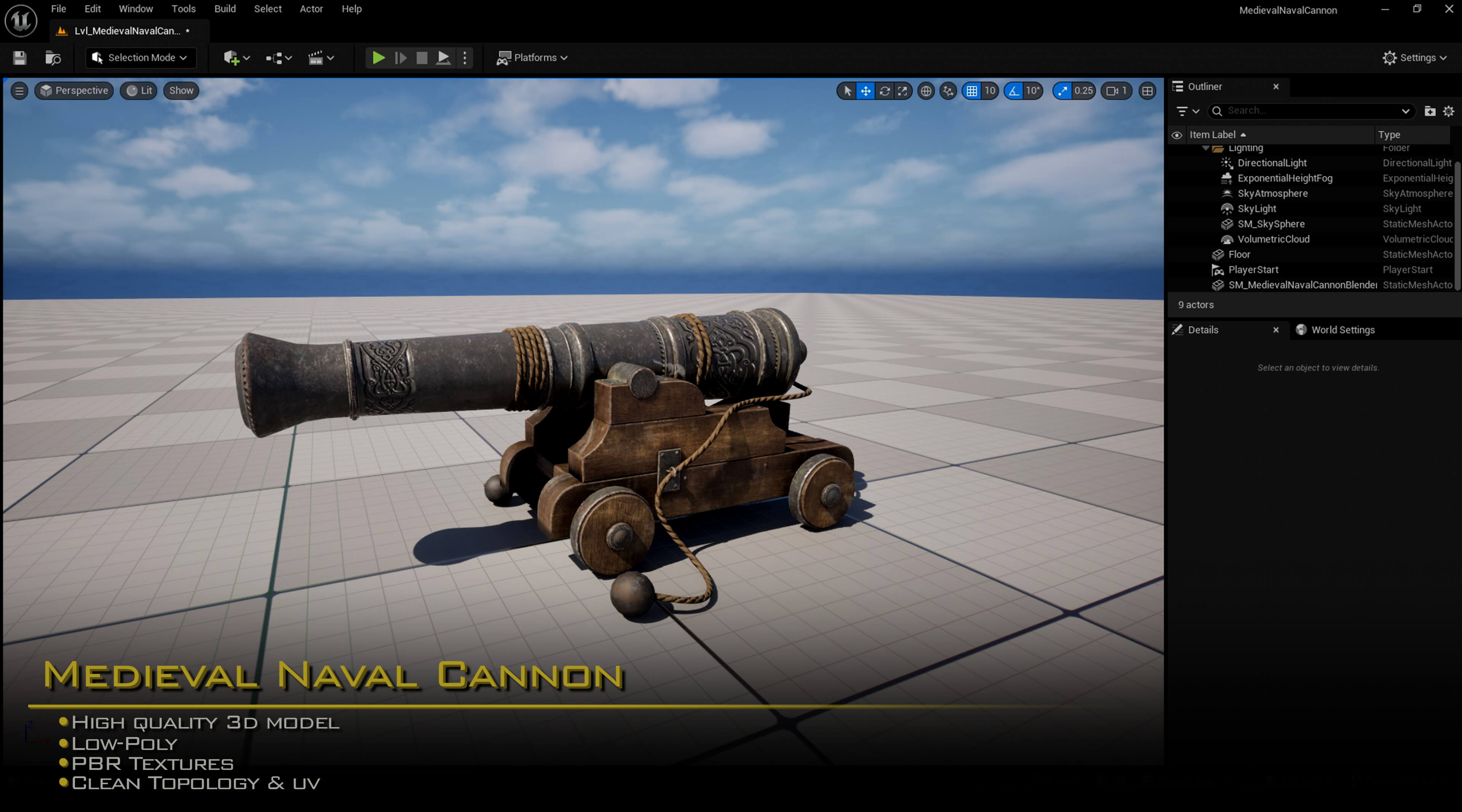 Medieval Naval Cannon 3D Model