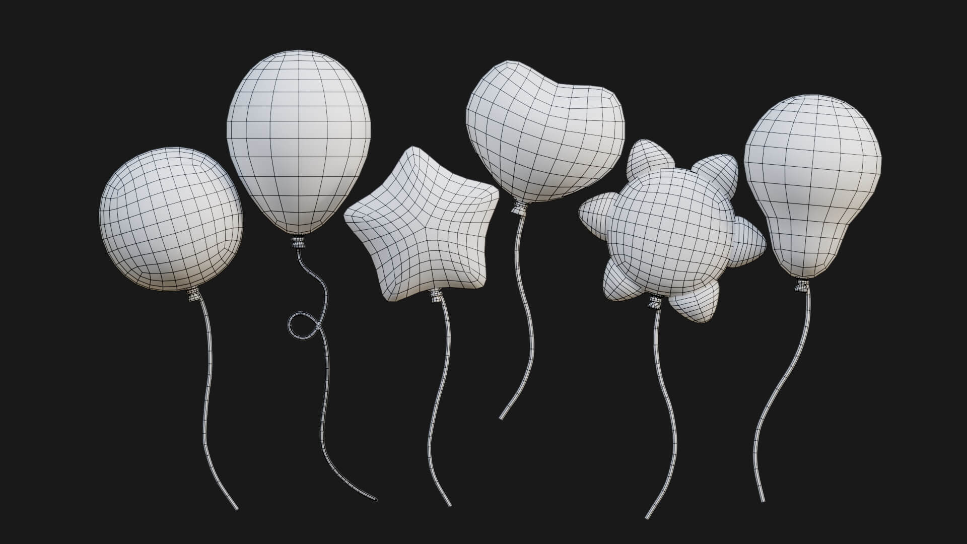 Animated Stylized Balloons Pack 3D Model