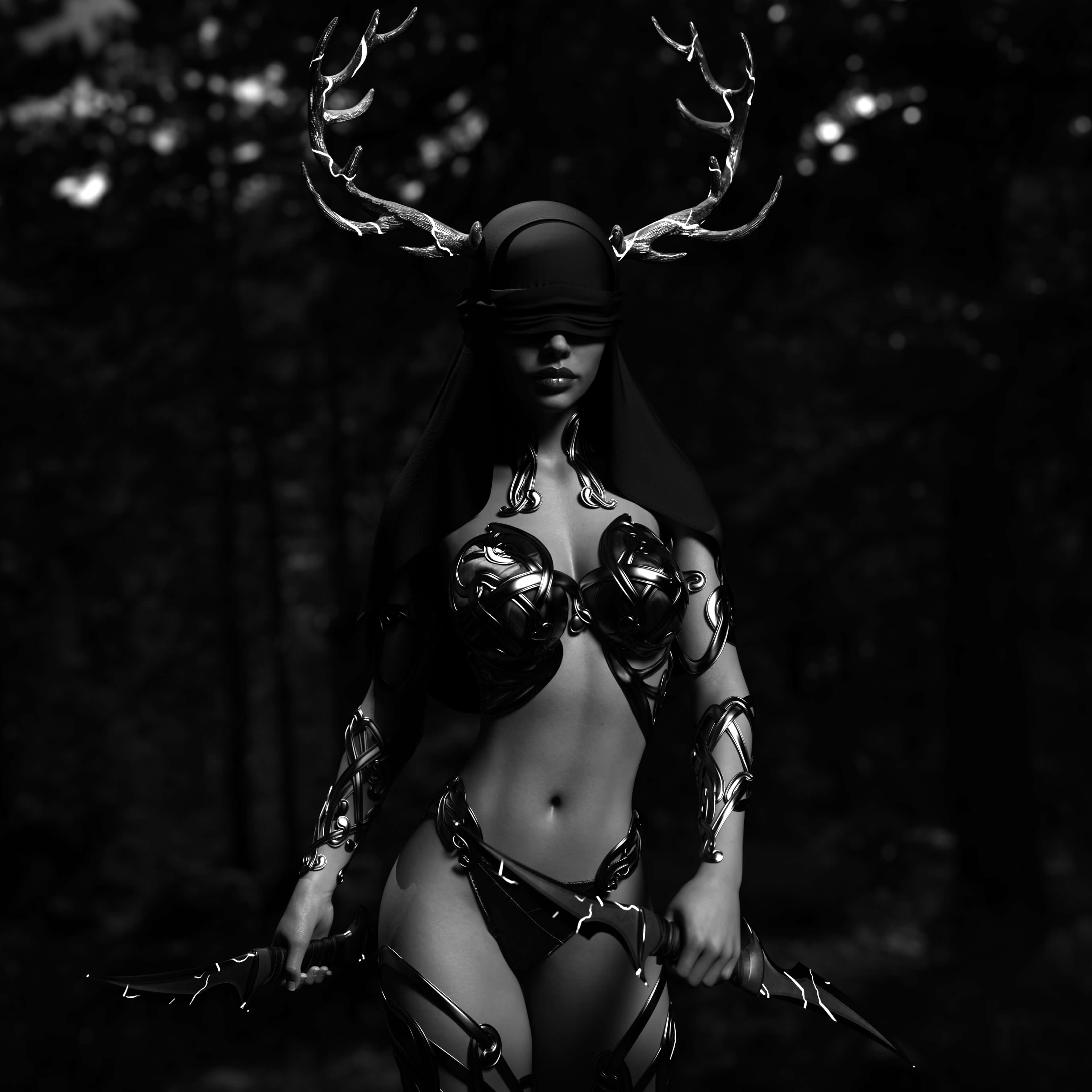 Night Witch 3D Render, Digital Artwork by Ponce