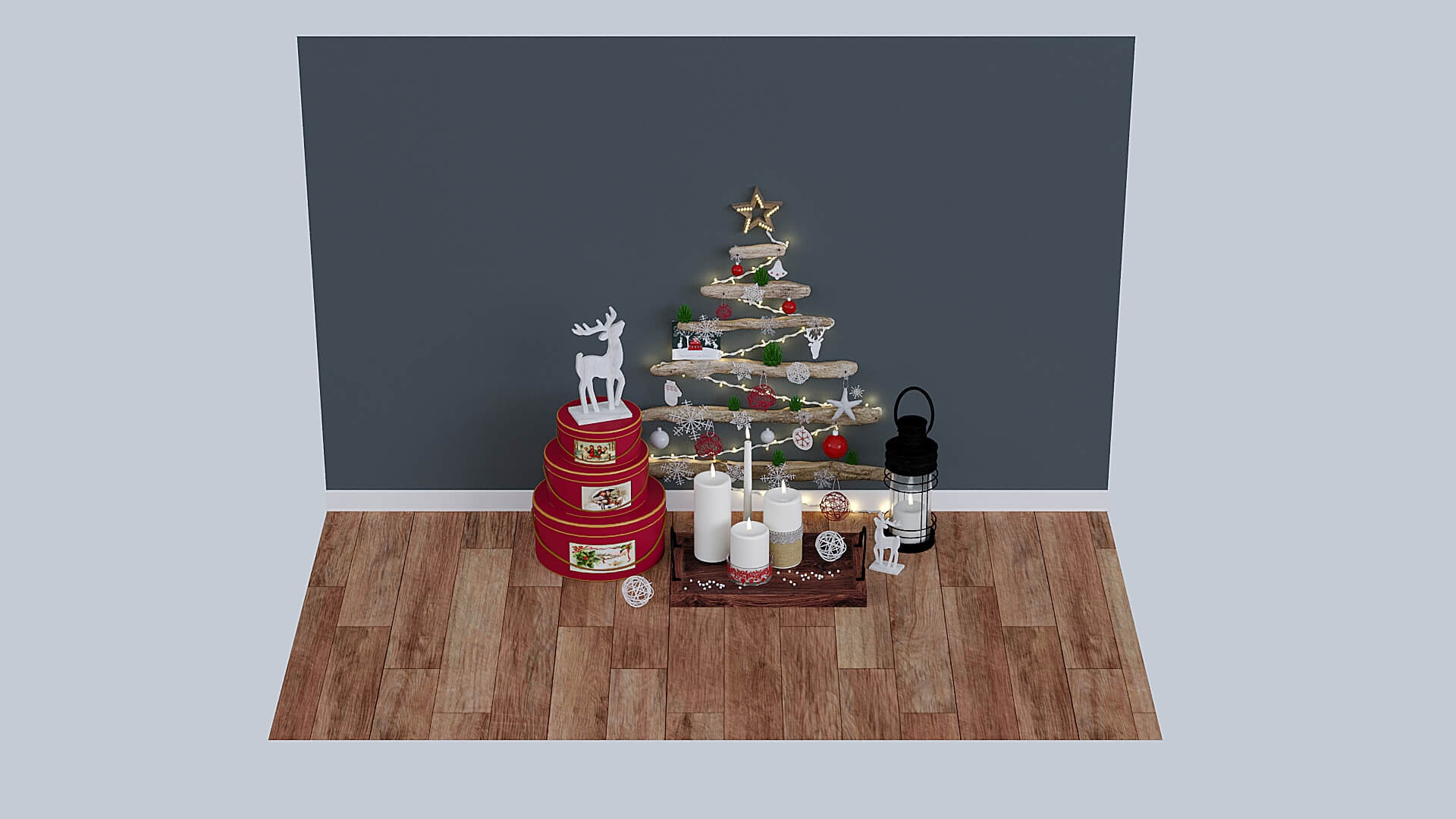 New Year Decorative Set 00 3D Model