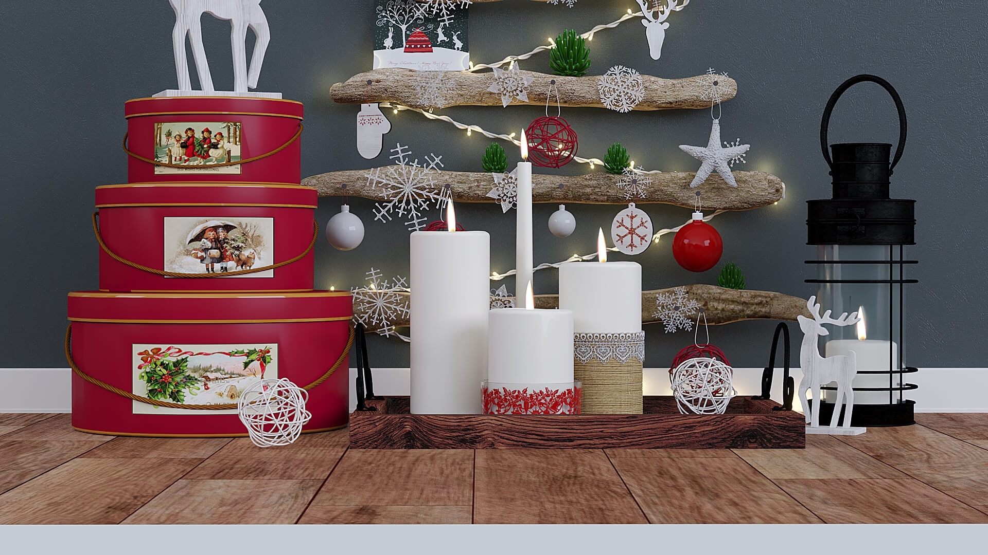 New Year Decorative Set 00 3D Model
