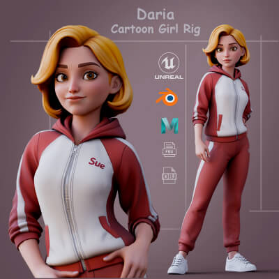 Daria Cartoon Girl 3D Model
