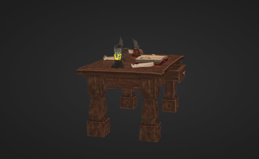 Stylized Wooden Medieval Fantasy Desk 3D Model 3D Model