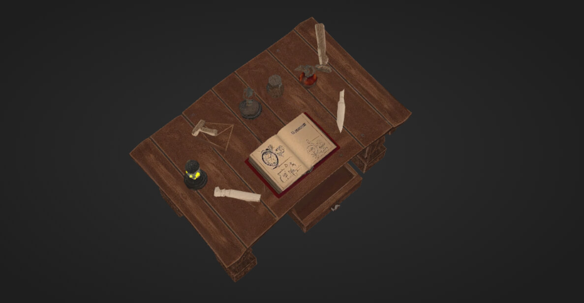 Stylized Wooden Medieval Fantasy Desk 3D Model 3D Model