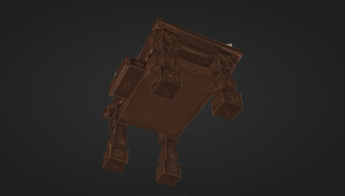 Stylized Wooden Medieval Fantasy Desk 3D Model 3D Model