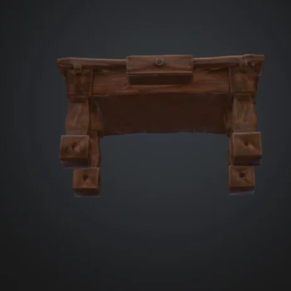 Stylized Wooden Medieval Fantasy Desk 3D Model 3D Model