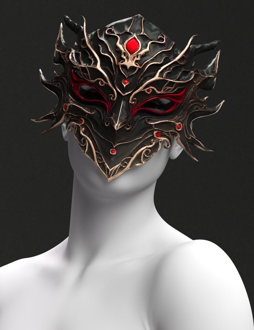 PU Crimson Wyrm Mask for Genesis 9 Daz Content