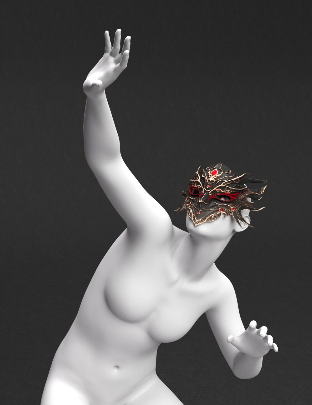 PU Crimson Wyrm Mask for Genesis 9 Daz Content