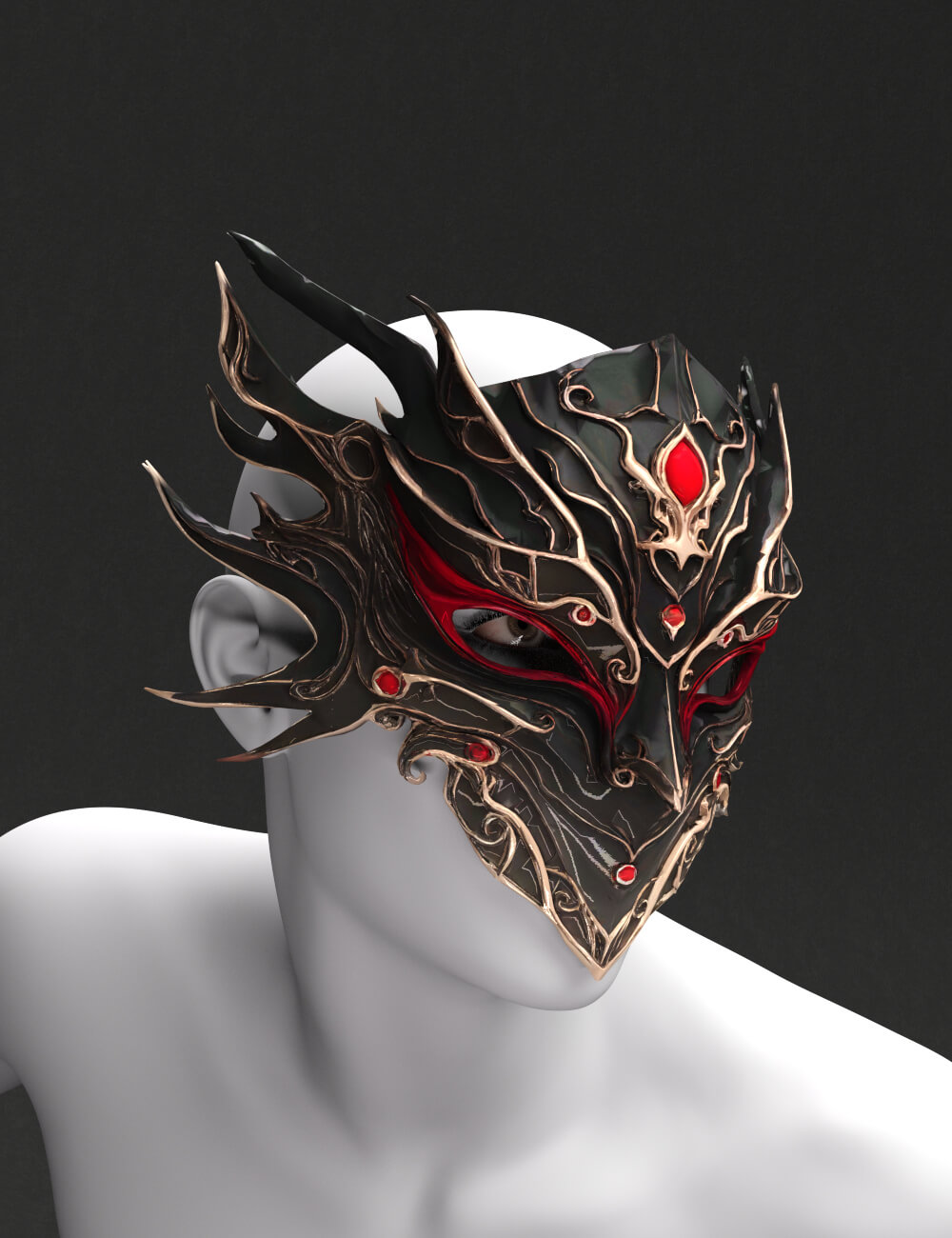 PU Crimson Wyrm Mask for Genesis 9 Daz Content