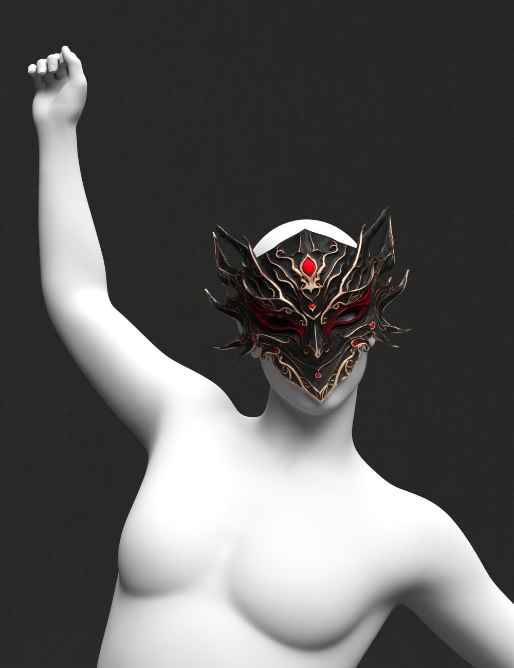 PU Crimson Wyrm Mask for Genesis 9 Daz Content