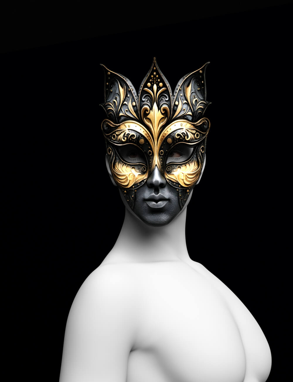 PU the Black Carnival Mask for Genesis 9 Daz Content