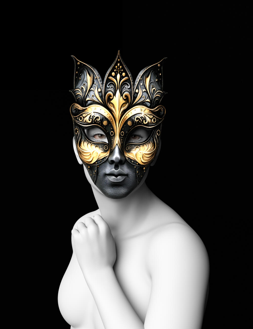 PU the Black Carnival Mask for Genesis 9 Daz Content