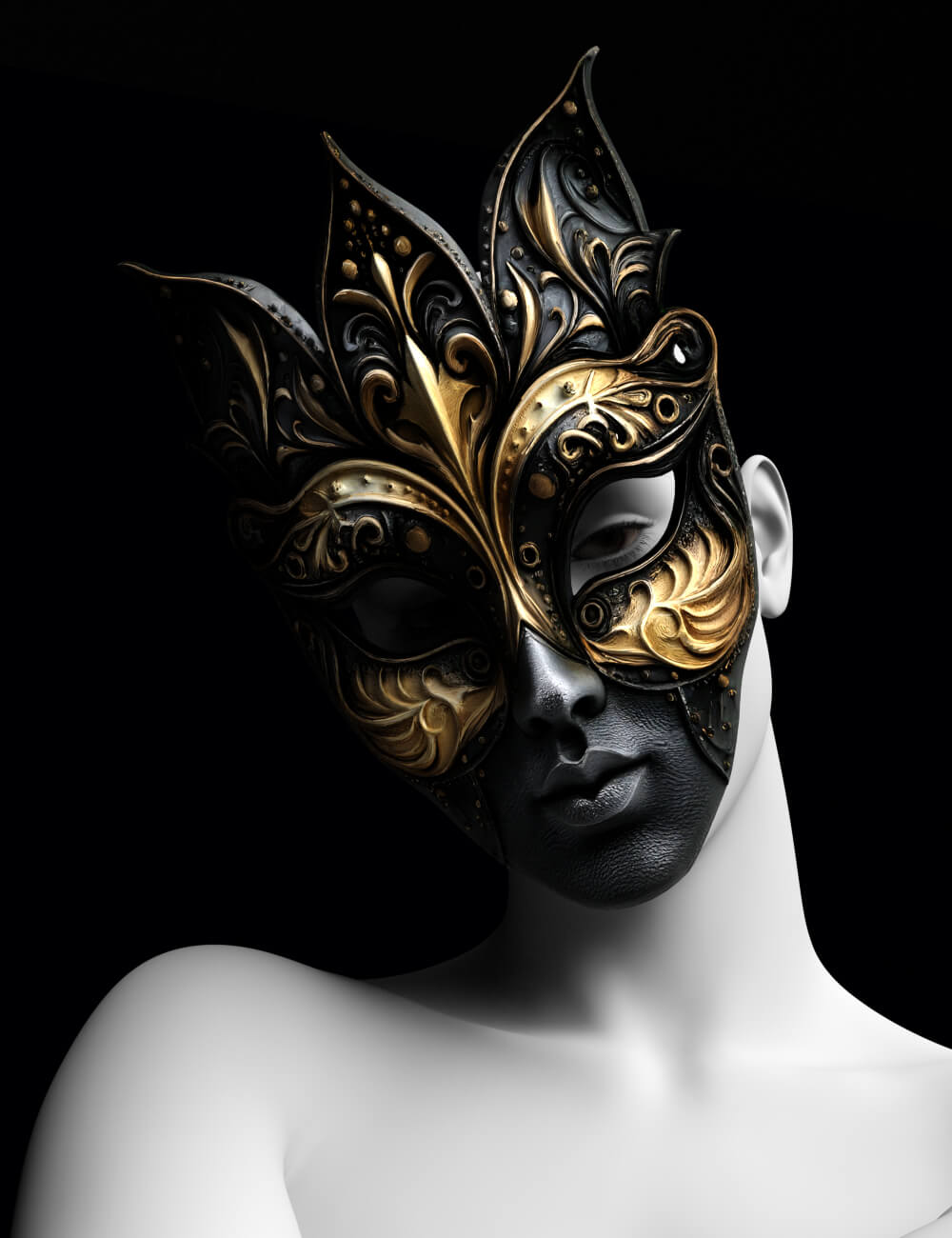 PU the Black Carnival Mask for Genesis 9 Daz Content