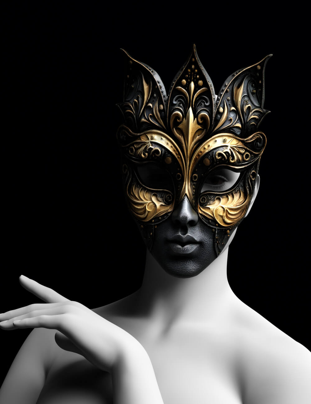 PU the Black Carnival Mask for Genesis 9 Daz Content