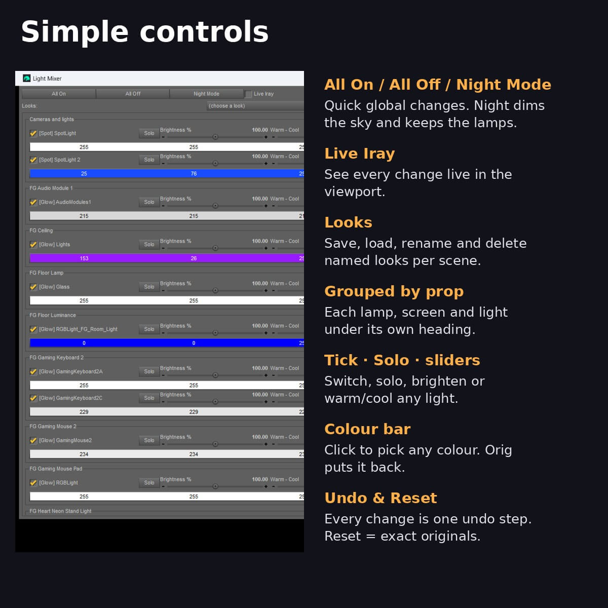 Lights Mixer &amp Editor for Daz 3D Daz Content